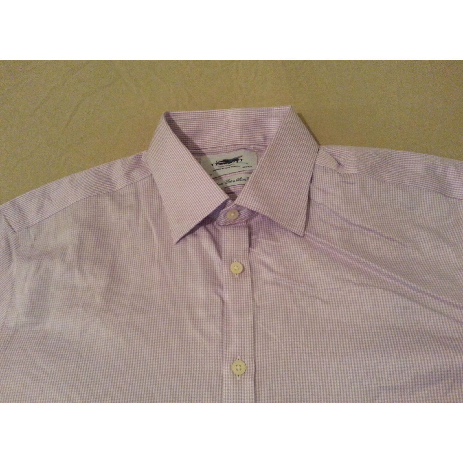 Charles Tyrwhitt VINTAGE Charles Tyrwhitt Dress Shirt Mens 16.5 33 Purple Cotton Size 46R - 3 Thumbnail