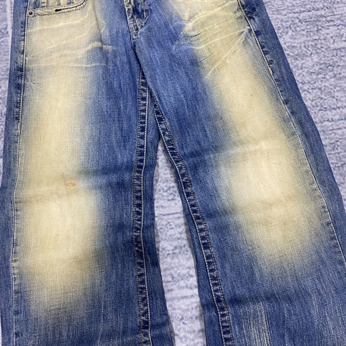 Japanese Brand Flare ☠️ Snow Buck Mud Wash Jeans Dirty Bootcut 90s Baggy Size US 32 / EU 48 - 6 Thumbnail