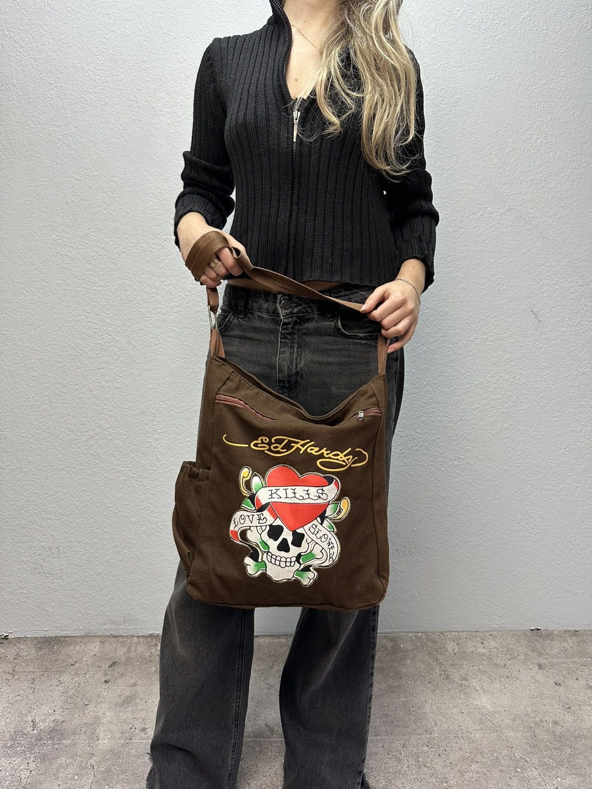 Ed Hardy Vintage Ed Hardy Distressed Shoulder Bag Messenger Archival Size ONE SIZE - 5 Thumbnail