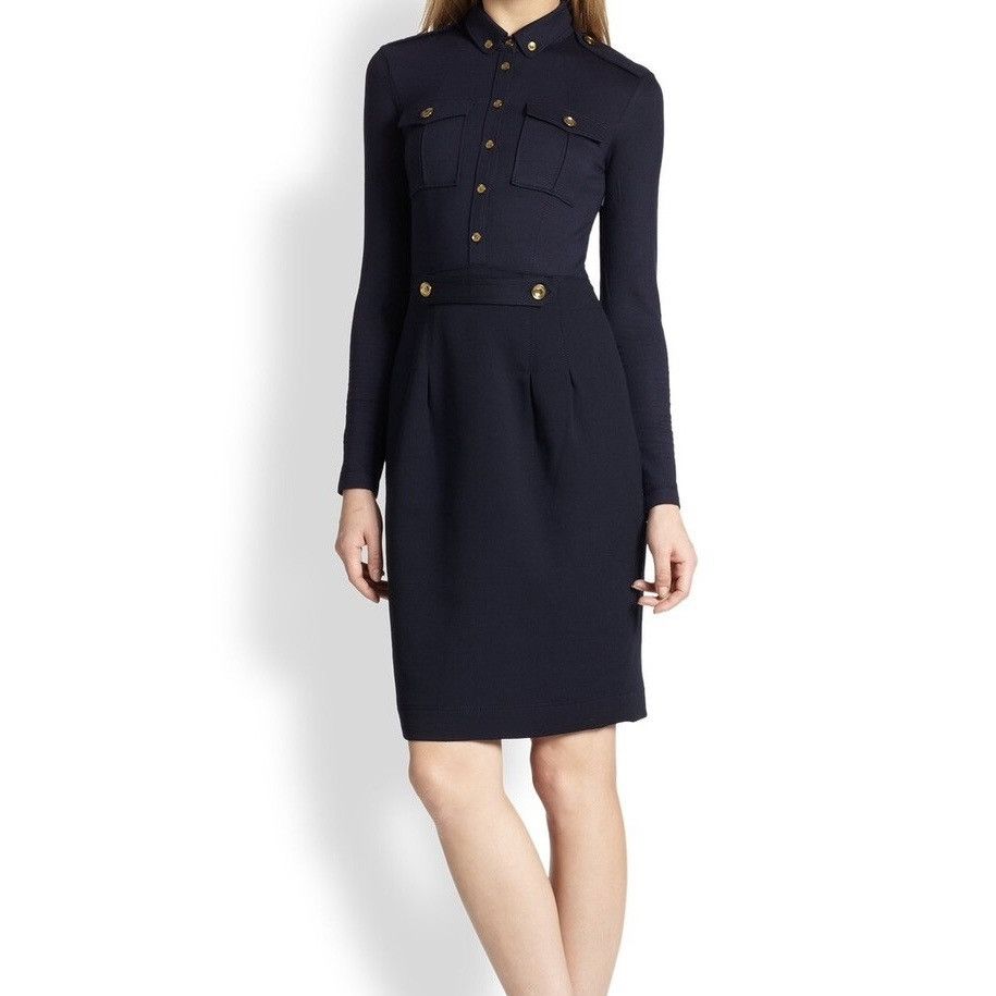 Burberry Burberry Brit Deep Navy One Piece Military Wool Blend Dress Size M / US 6-8 / IT 42-44 - 13 Thumbnail