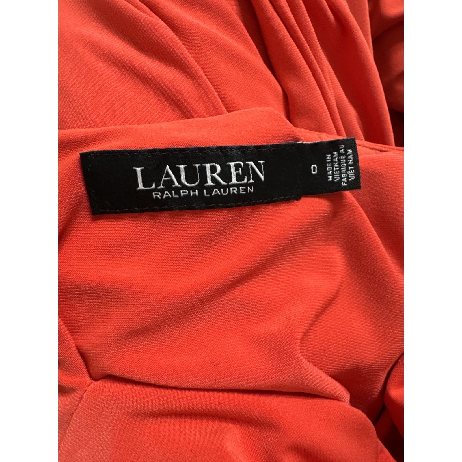 Ralph Lauren Lauren Ralph Lauren Womens Puff Sleeve Midi Dress Tie Waist Crepe Orange Coral 0 2 Size XS / US 0-2 / IT 36-38 - 4 Thumbnail