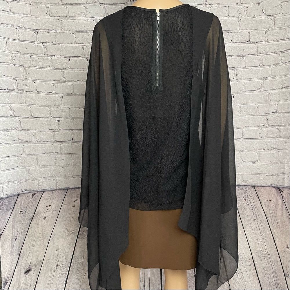 Halston Heritage Halston Heritage Black Lace Chiffon Split Sleeve Blouse Siz Size L / US 10 / IT 46 - 5 Thumbnail