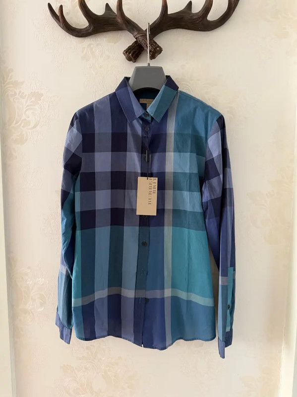 Burberry Burberry Blue Cotton Check Long Sleeve Shirt Size XS / US 0-2 / IT 36-38 - 1 Thumbnail