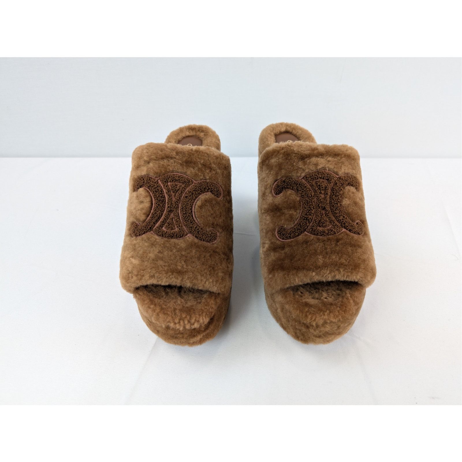 Celine o1rshd1 Elena Mule in Shearling Sandal slipper in Brown Size US 9 / IT 39 - 9 Thumbnail