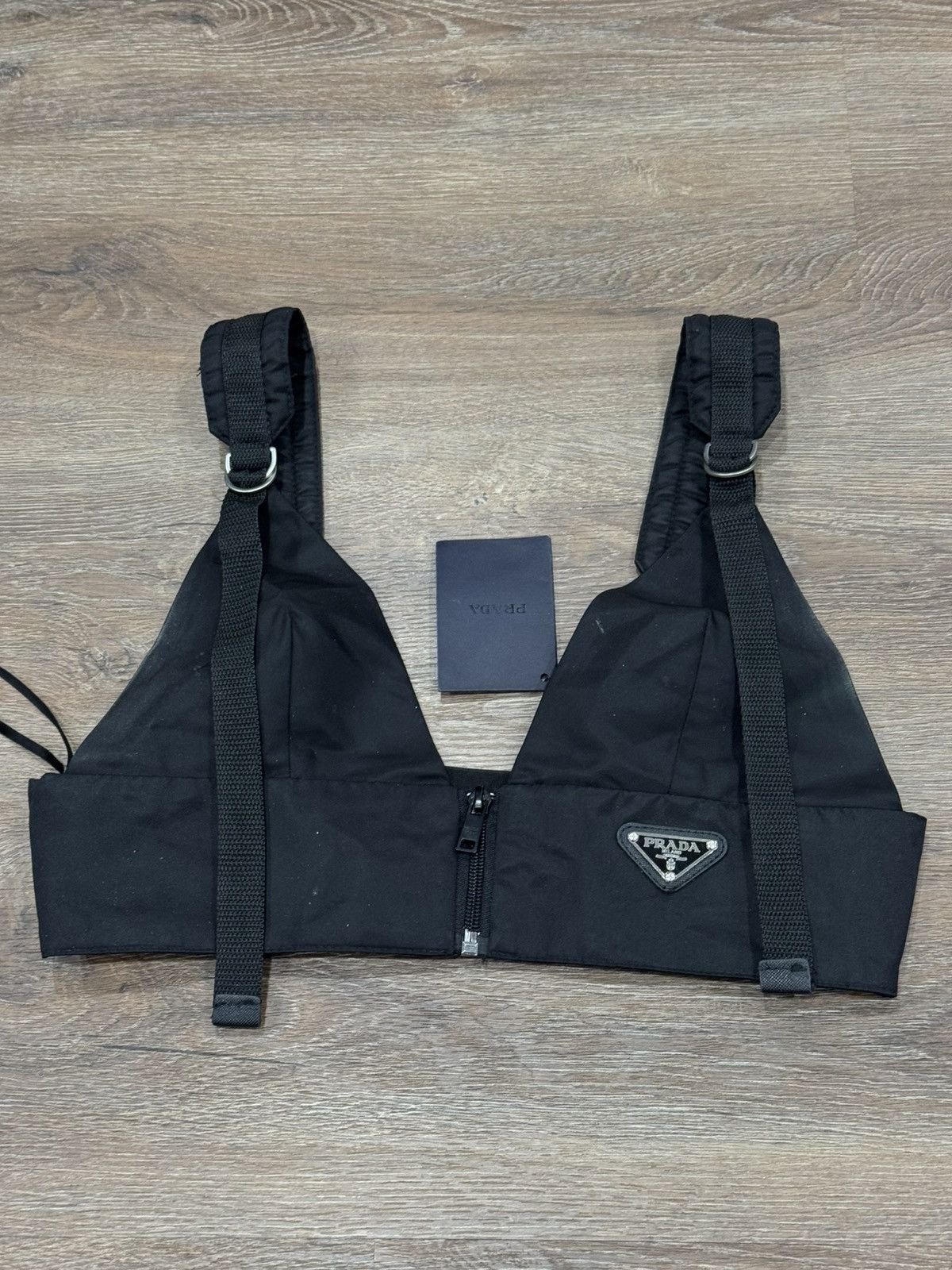 Prada Prada Milano Black Nylon Triangle Logo Harness Bralette Top Size M / US 6-8 / IT 42-44 - 2 Thumbnail
