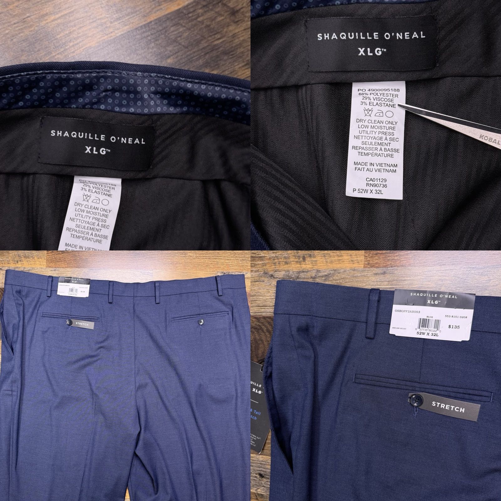 Vintage VINTAGE Shaquille O Neal Pants 52x32 Blue High Rise Stretch Suit Seperate New Size 52R - 8 Thumbnail