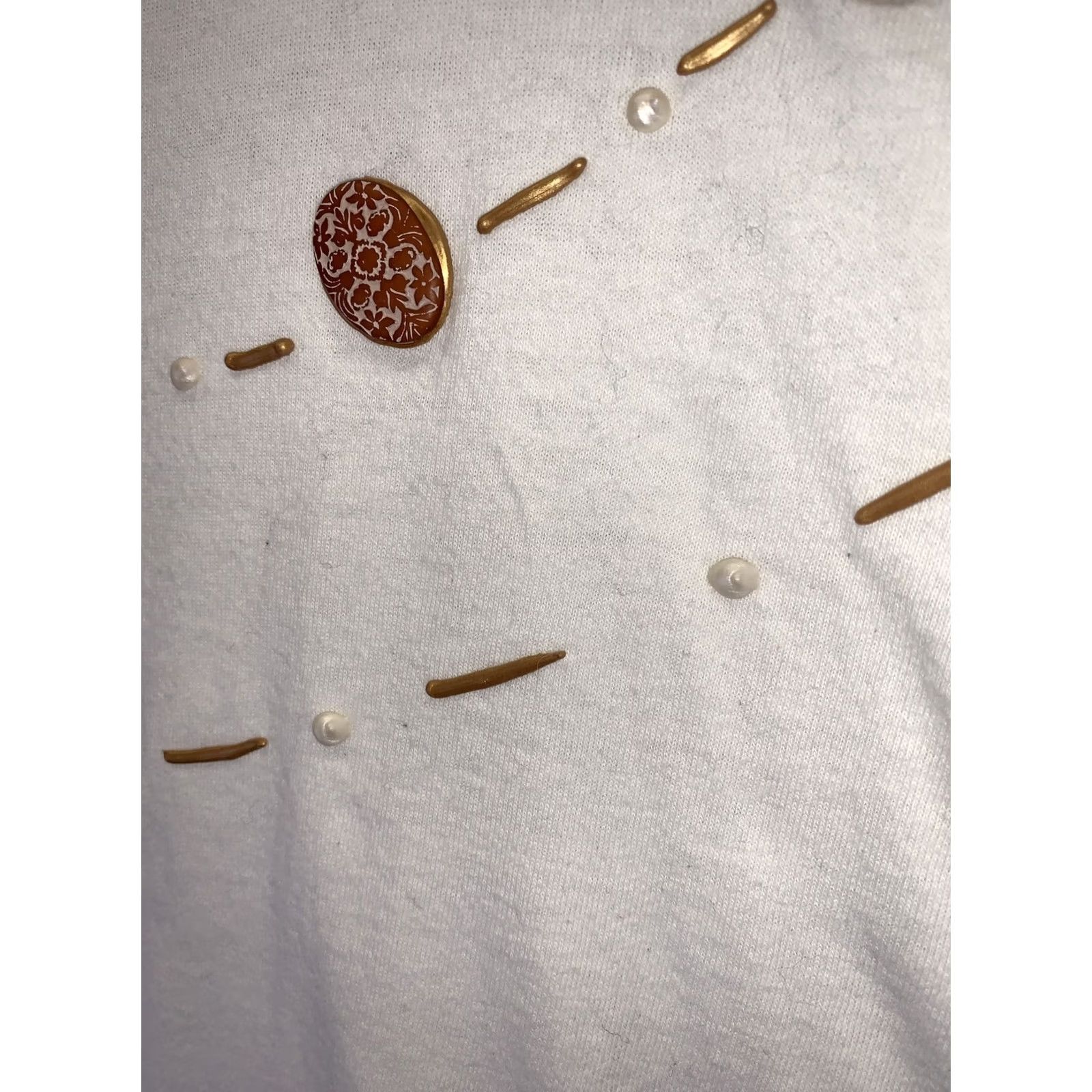 Vintage VINTAGE Gel Art Beaded Womens Handmade T Shirt-8935 Shirt Womens XL White Beaded Art 90s Ceramic? Size XL / US 12-14 / IT 48-50 - 5 Thumbnail