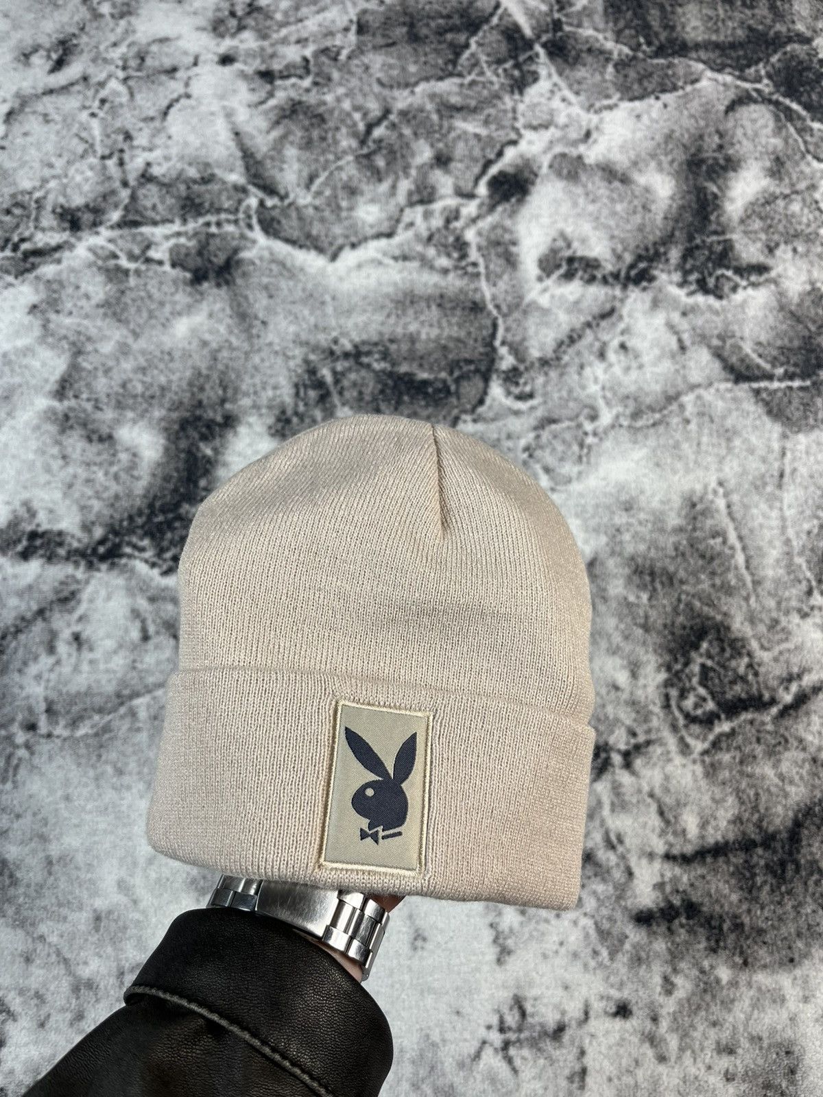 Playboy Playboy Bunny Logo Beanie Cream Knit Hat Size ONE SIZE - 1 Thumbnail