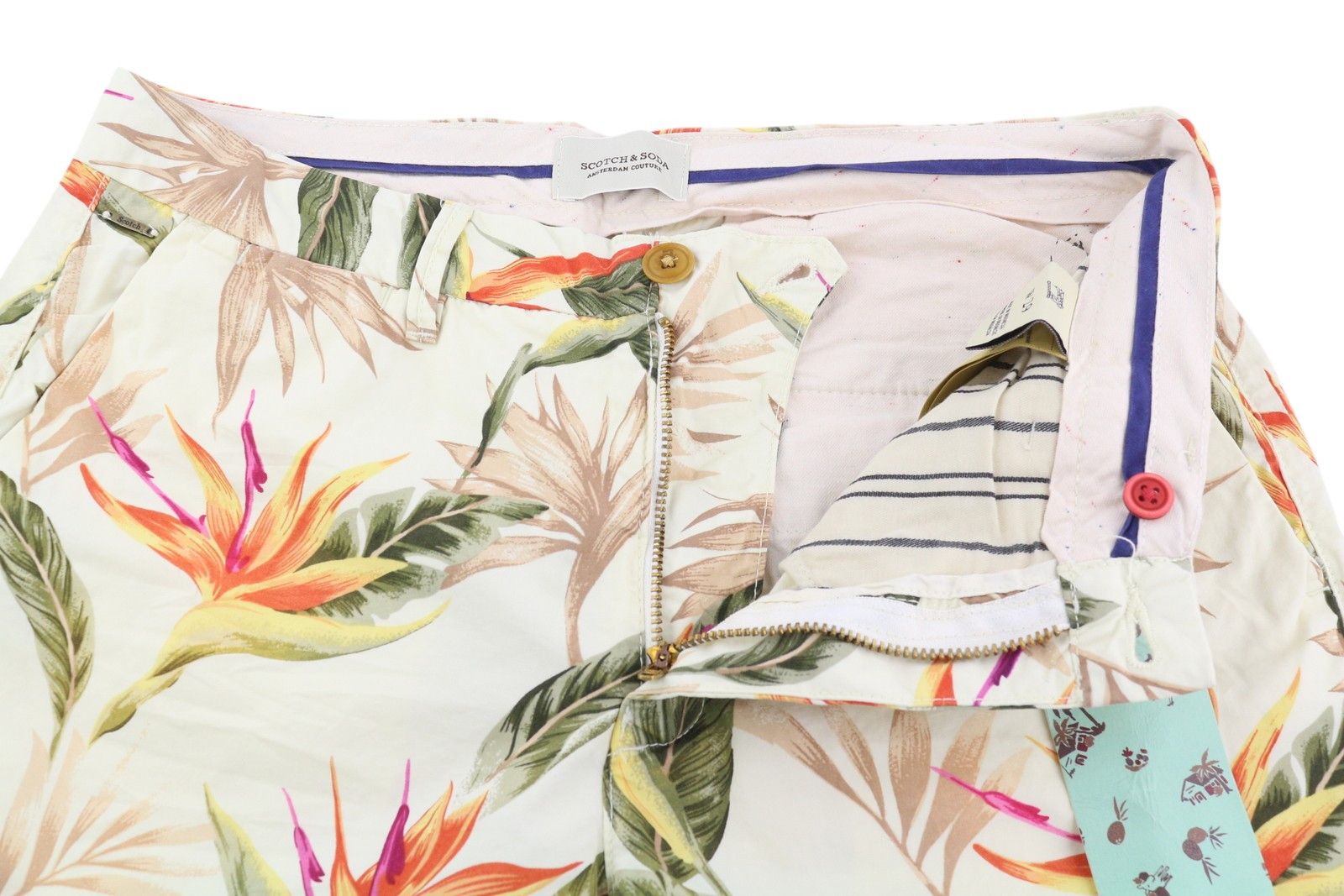 Scotch & Soda W29 Chino Colourful Leaf Pattern Pockets Logo 84174 Size US 29 - 7 Thumbnail