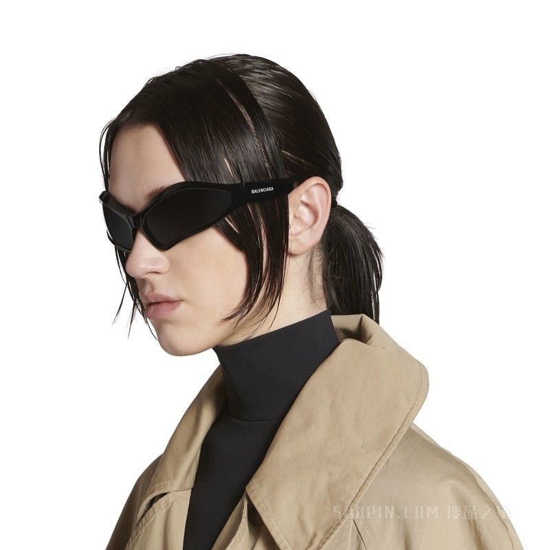 Balenciaga o1srvl11e0425 Size: OS / Fennec Oval Sunglasses in Black Size ONE SIZE - 6 Thumbnail