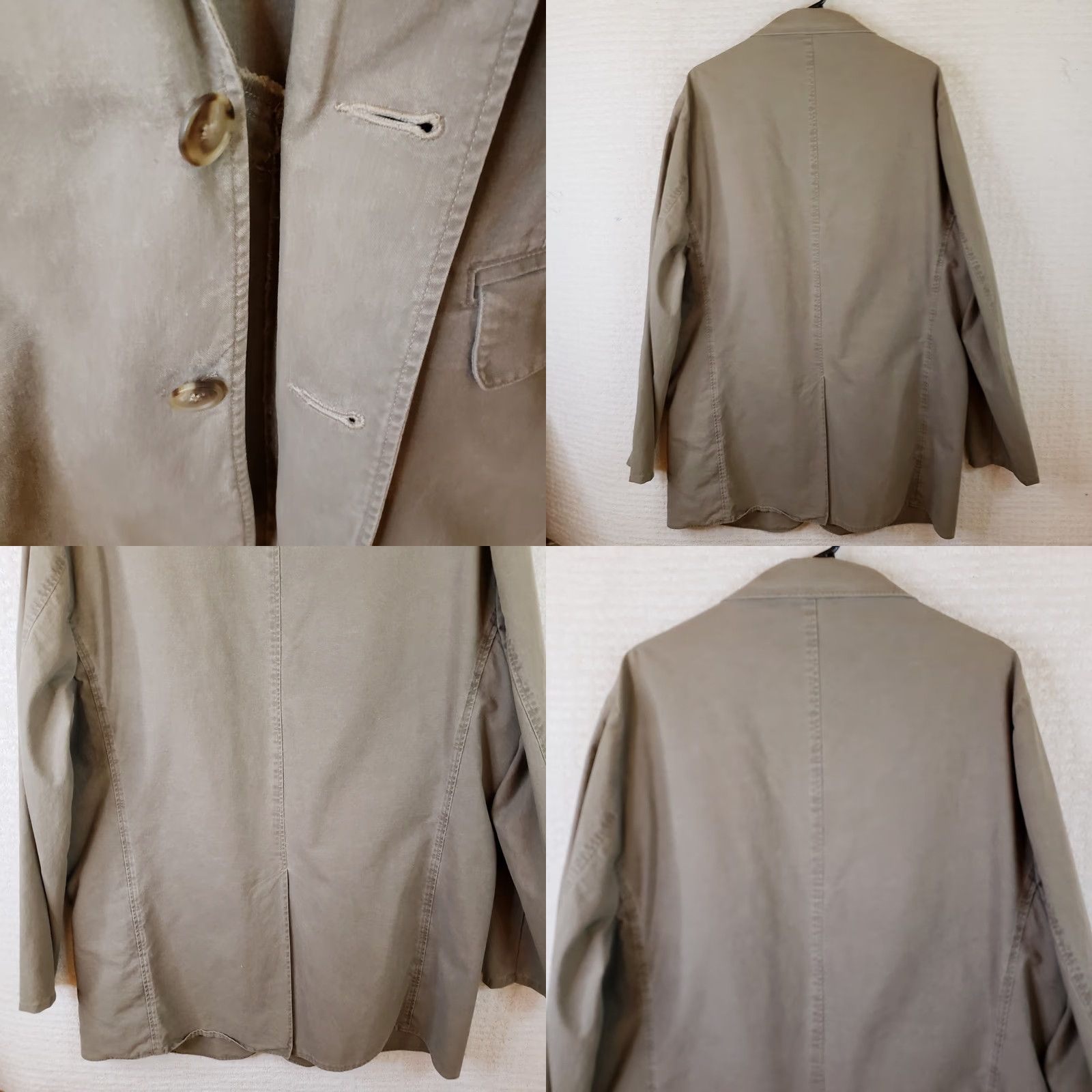 Vintage L.L. Bean Blazer Sport Coat Khaki Unlined 2 Button Front 44L Long Mens Cadet Regular Cotton Twill Jacket Size 44R - 8 Thumbnail