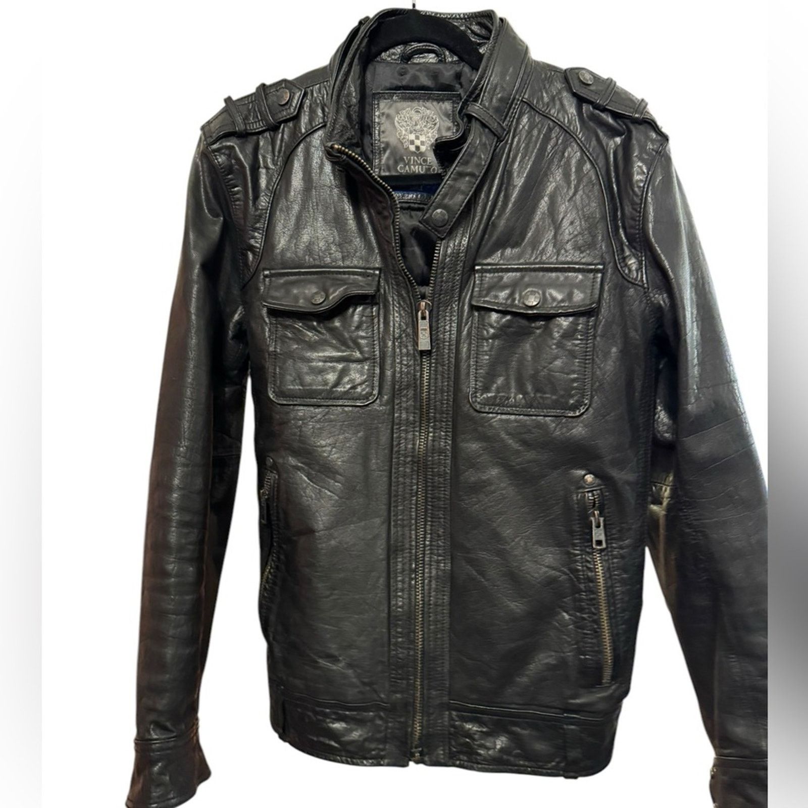 Vince Camuto Vince Camuto Mens Motorcycle Jacket Leather Size US S / EU 44-46 / 1 - 2 Thumbnail
