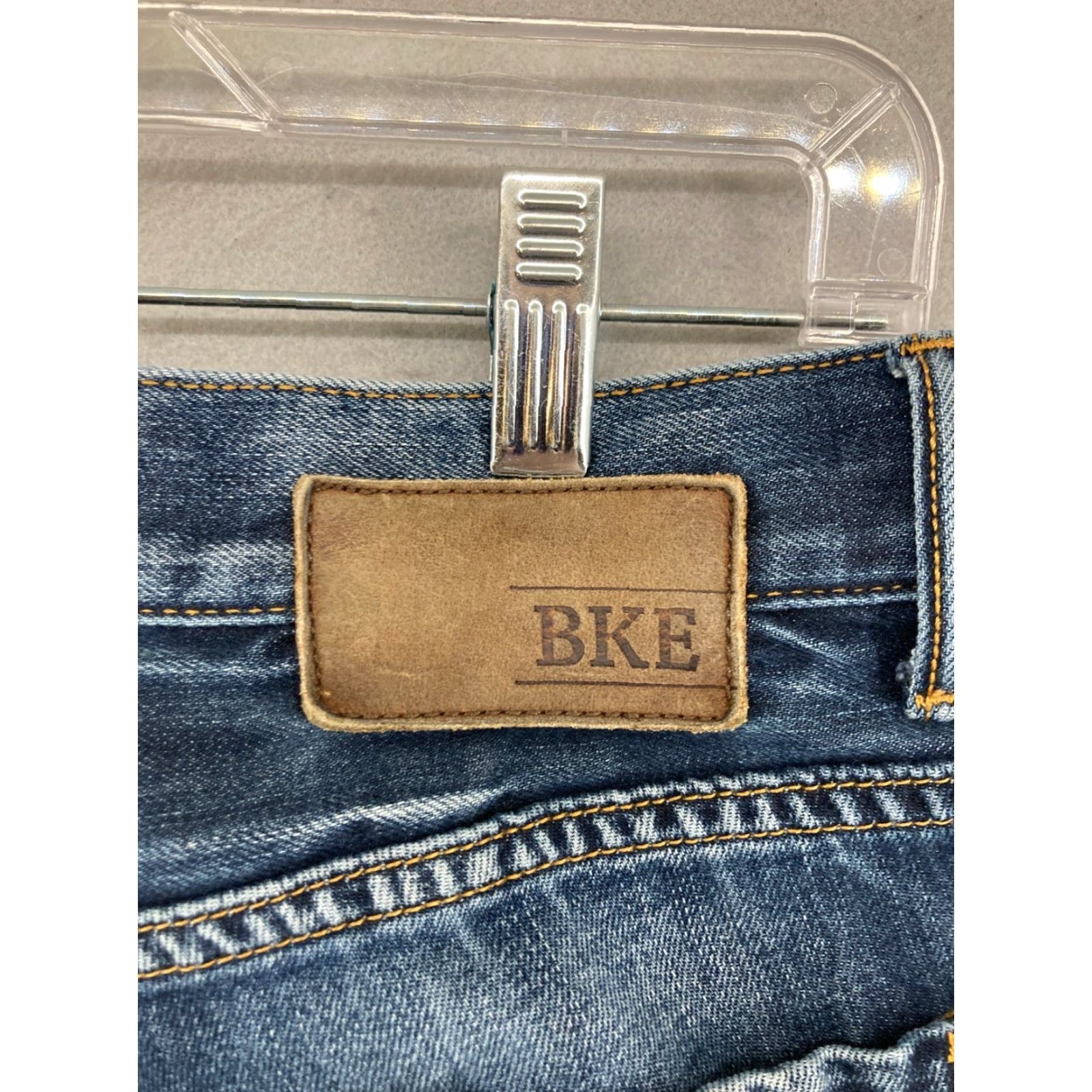 BKE BKE Jeans Mens 29R 5-Pocket Denim Slim Straight Inseam 32 Blue Cotton Blend Belt Buckle Bke Cowhide Logo Size US 29 - 6 Thumbnail