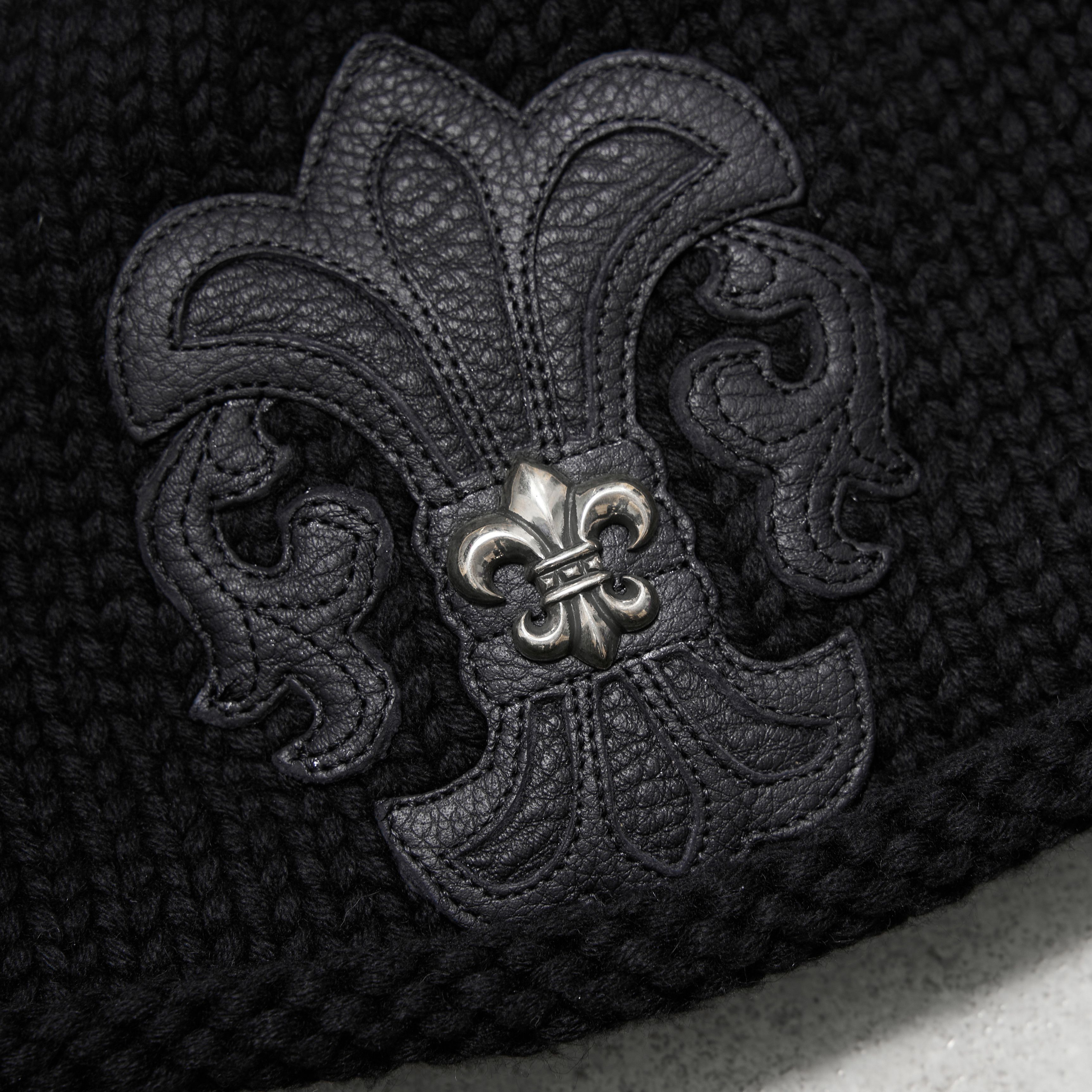 Chrome Hearts CHROME HEARTS Cashmere Leather With Silver Fleur Beanie Size ONE SIZE - 2 Thumbnail