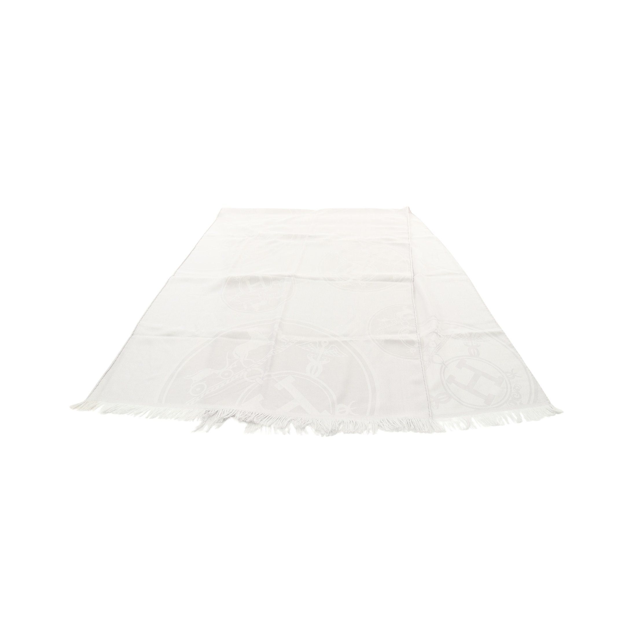 Hermes Hermes New Libris Stall Shawl Cashmere Silk Light Gray Size ONE SIZE - 1 Thumbnail
