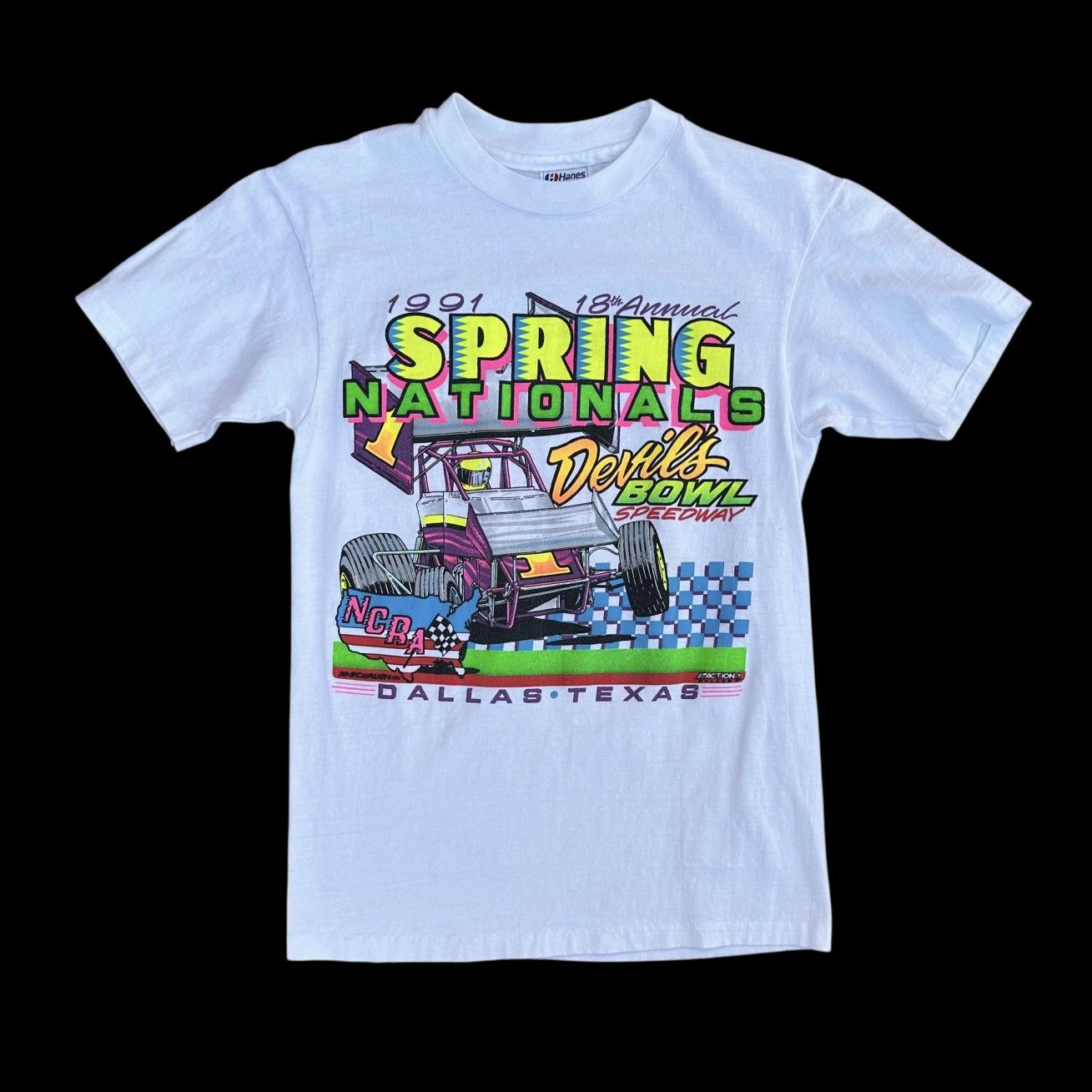 Hanes Vintage 1991 Spring Nationals Devils Bowl Racing T-Shirt Size US M / EU 48-50 / 2 - 1 Thumbnail