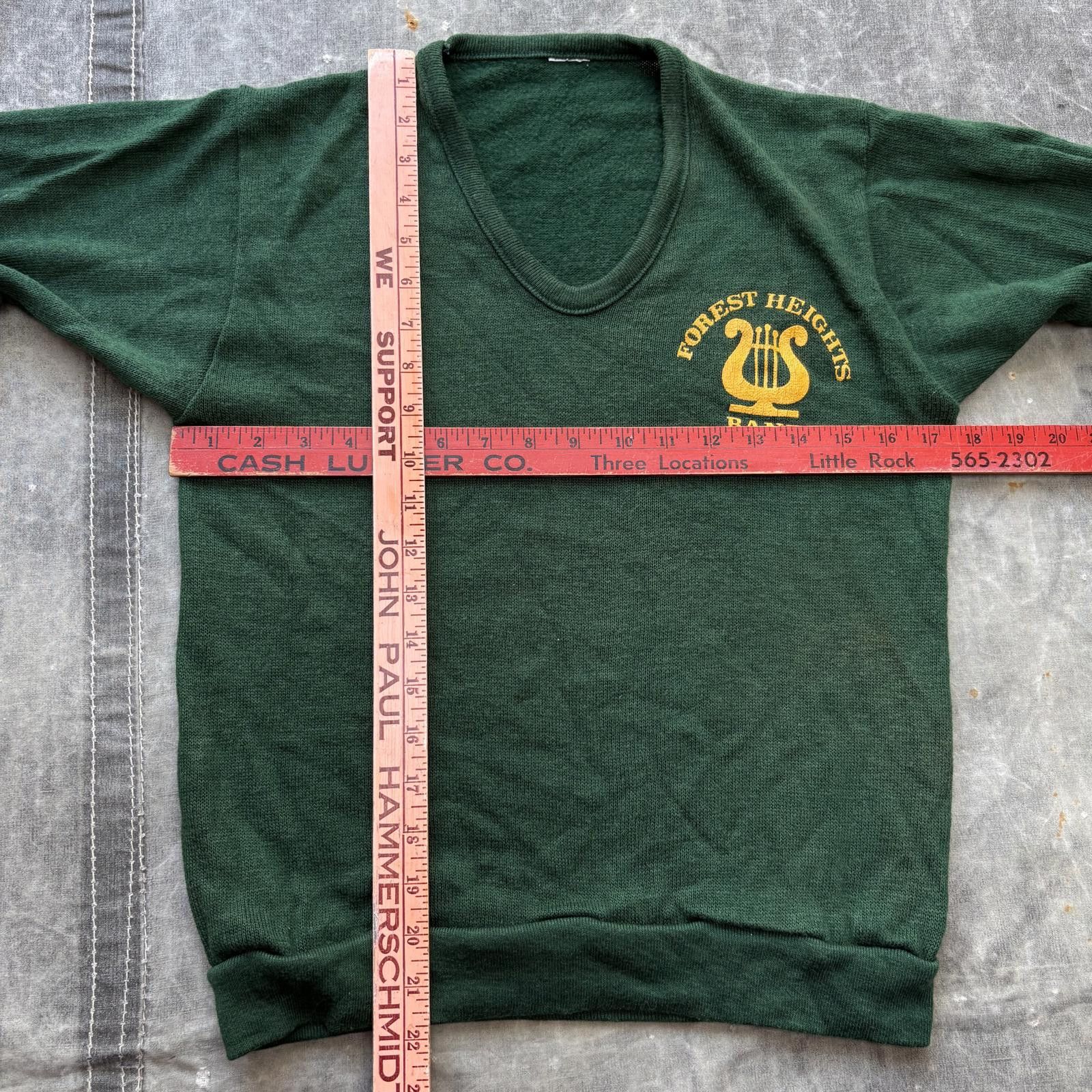 Vintage Vintage 70s Forest Heights Band Forest Green V-Neck Sweater Size US XS / EU 42 / 0 - 3 Thumbnail