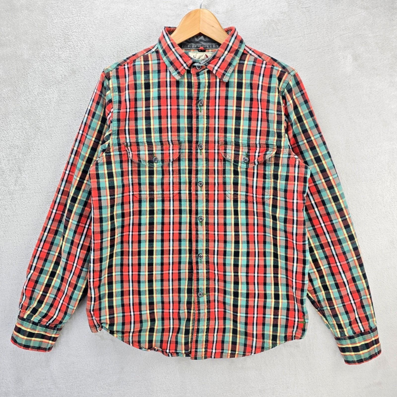Relwen Relwen Plaid Long Sleeve Button Up Shirt Mens Large Flannel Size US L / EU 52-54 / 3 - 1 Thumbnail