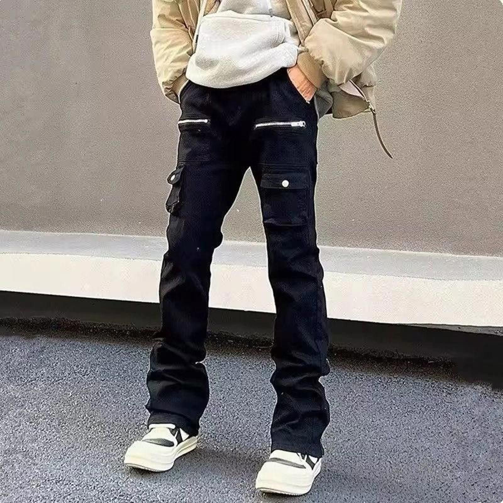 Vintage Zipper Black Flared Jeans Cargo Pants Size US 32 / EU 48 - 5 Thumbnail
