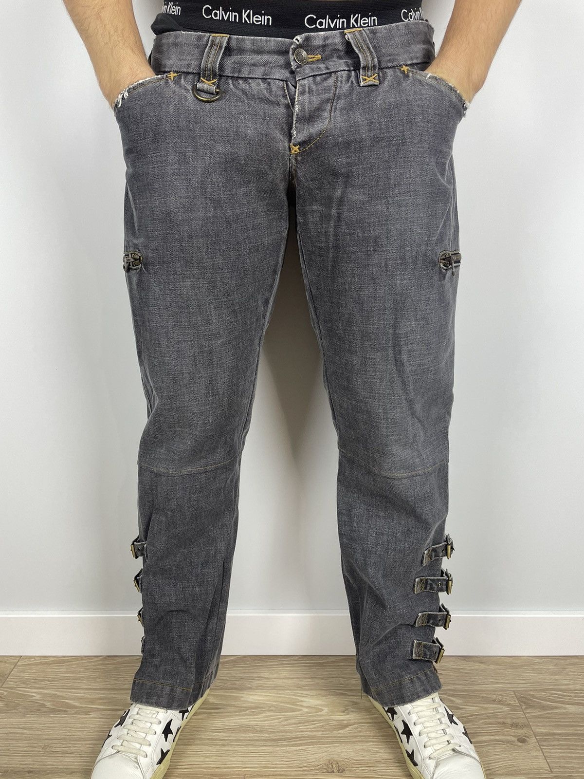 Dolce & Gabbana Dolce Gabbana denim Raw aw2002 Distressed Cargo Biker Laces Size 33" - 5 Thumbnail