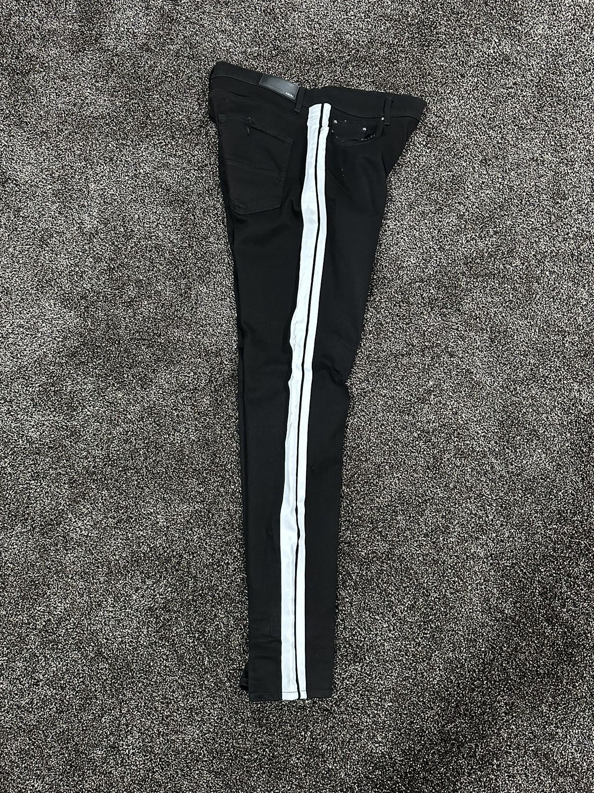 Amiri Amiri Black / White Stripe Track Denim Distressed Jeans Size US 38 / EU 54 - 13 Thumbnail