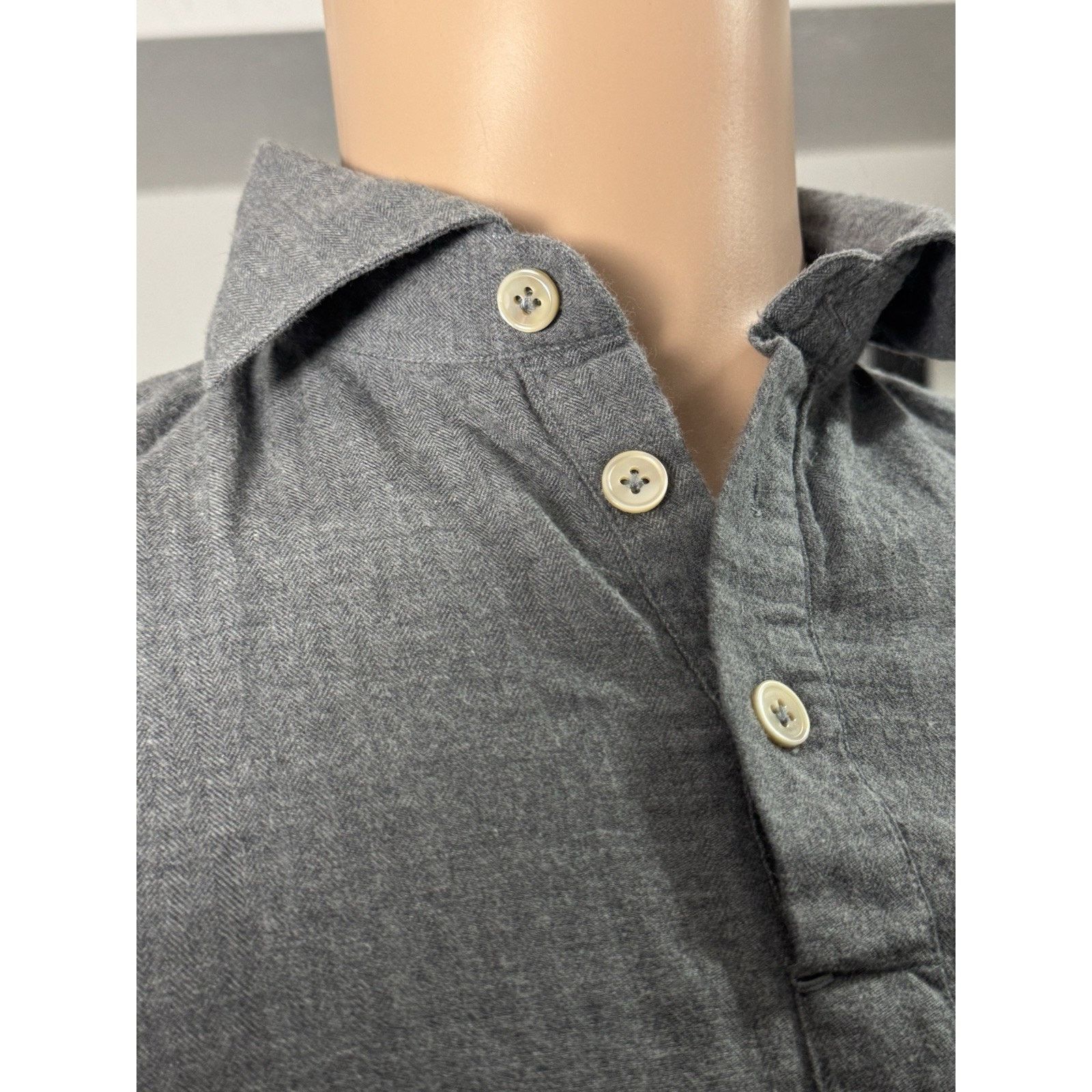 G. Inglese G. Inglese Gray Flannel Popover Shirt Polo 15/38 Medium Size US M / EU 48-50 / 2 - 3 Thumbnail