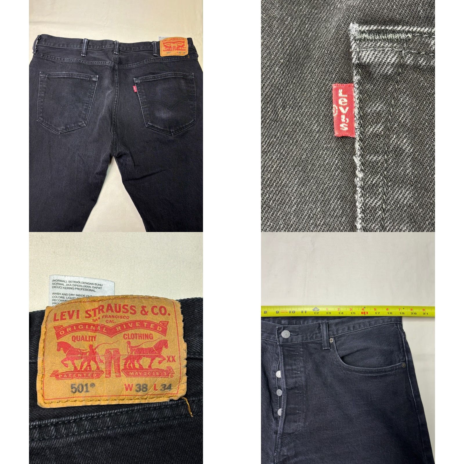 Vintage VINTAGE Levi Strauss 501 Black Button Fly Straight Leg Jeans Mens W38 L34 Size US 34 / EU 50 - 8 Thumbnail
