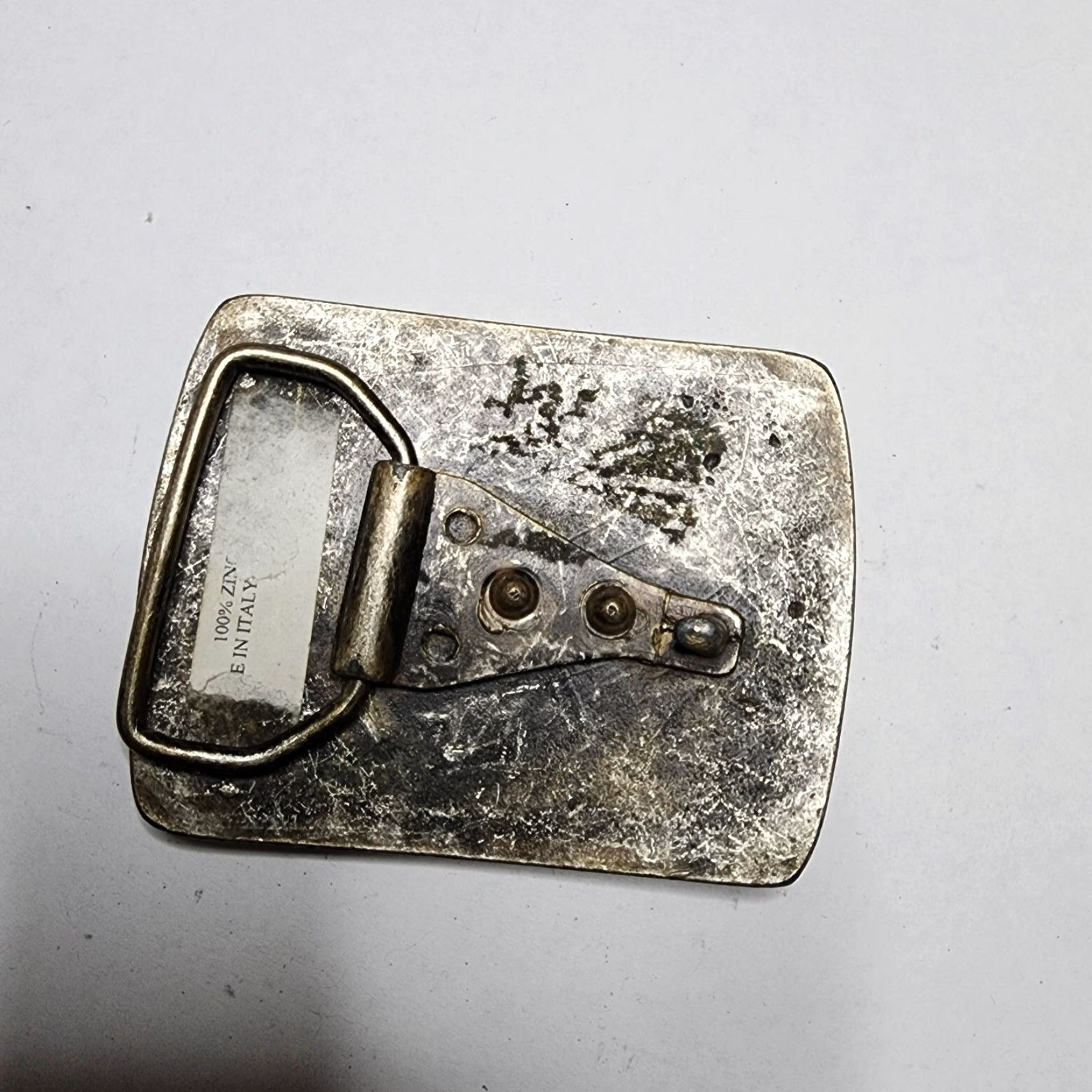 Vintage VINTAGE 1980s Silver Fighter by Day Lover by Night Drunkard by Choice Belt Buckle Awareness Art Nouveau Adult Unisex Size ONE SIZE - 2 Thumbnail