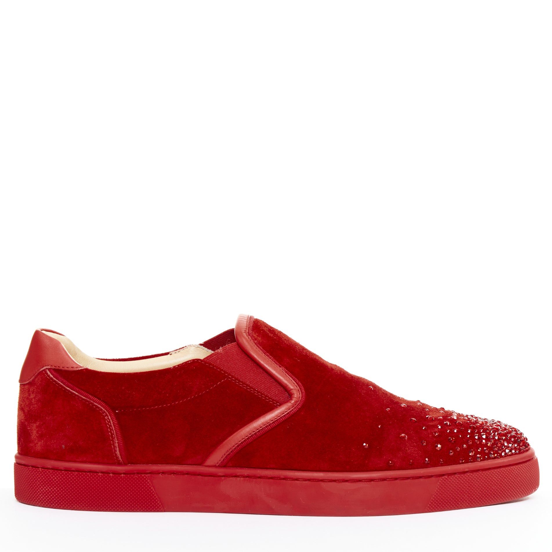 Christian Louboutin CHRISTIAN LOUBOUTIN Sailor Boat red suede degrade strass crystal low sneakers EU43 Size US 10 / EU 43 - 1 Thumbnail