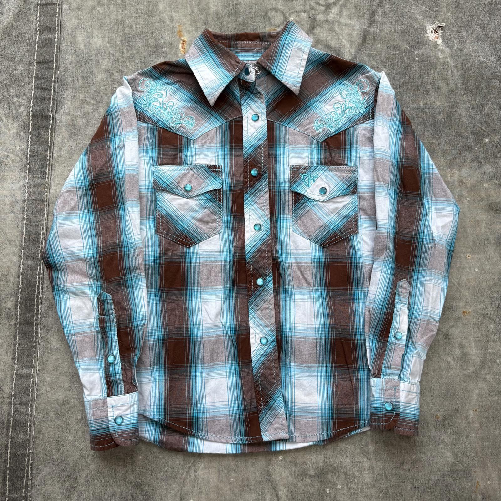 Vintage Vintage Y2K Cowgirl Hardware Pearl Snap Plaid Western Shirt Size S / US 4 / IT 40 - 1 Thumbnail