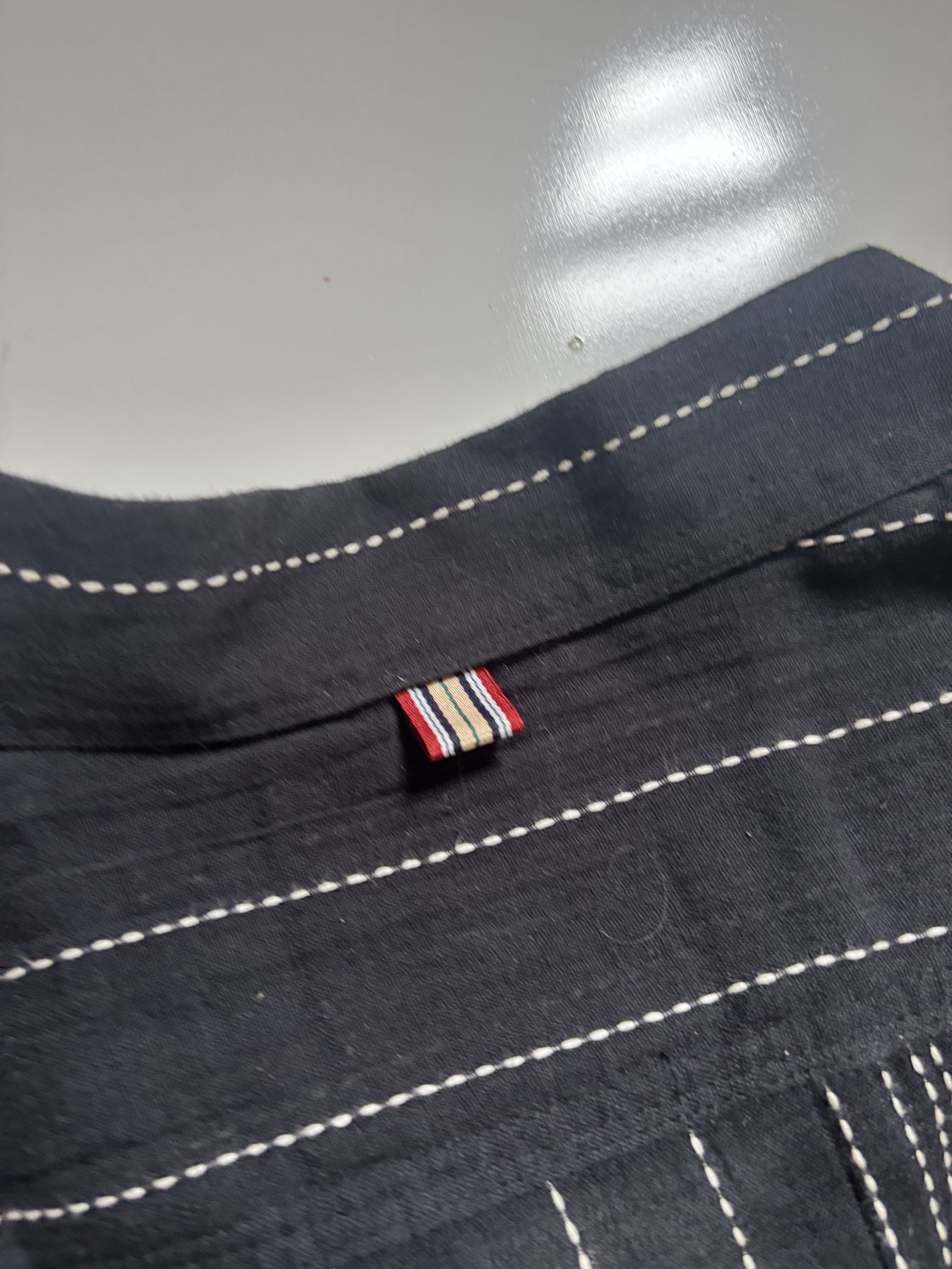 Kardo Kantha Striped Black Short Sleeve Button Down Shirt Size US XL / EU 56 / 4 - 6 Thumbnail