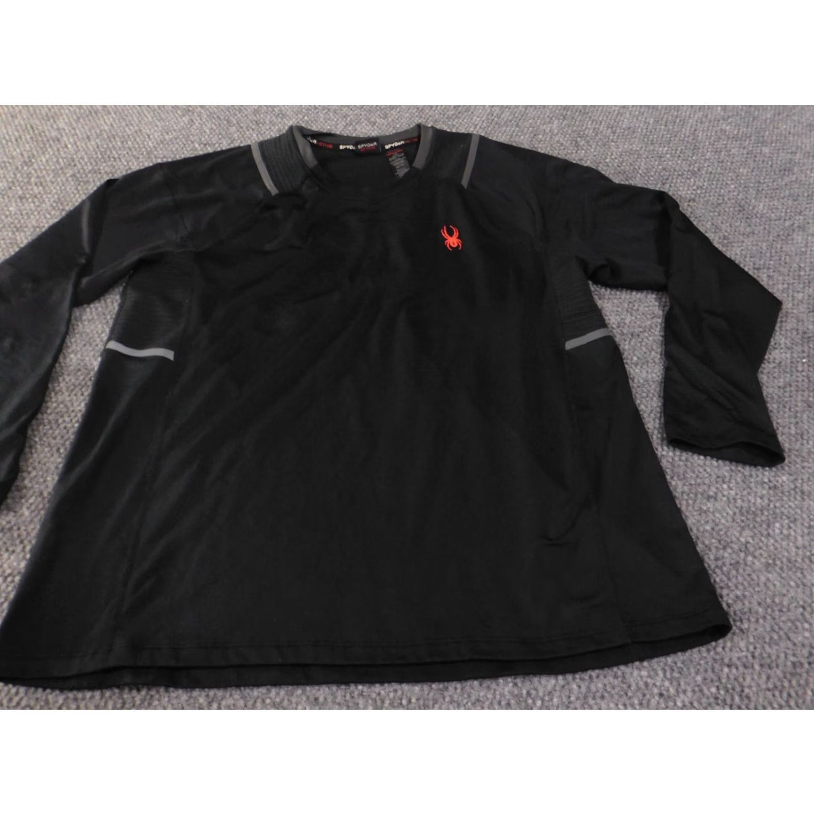 Spyder Spyder Shirt Mens Large Active Black Performance Stretch Logo Extreem T-Shirt Long Sleeve Round Neck Button-Down Knit Polyester Regular Mens Size US L / EU 52-54 / 3 - 3 Thumbnail