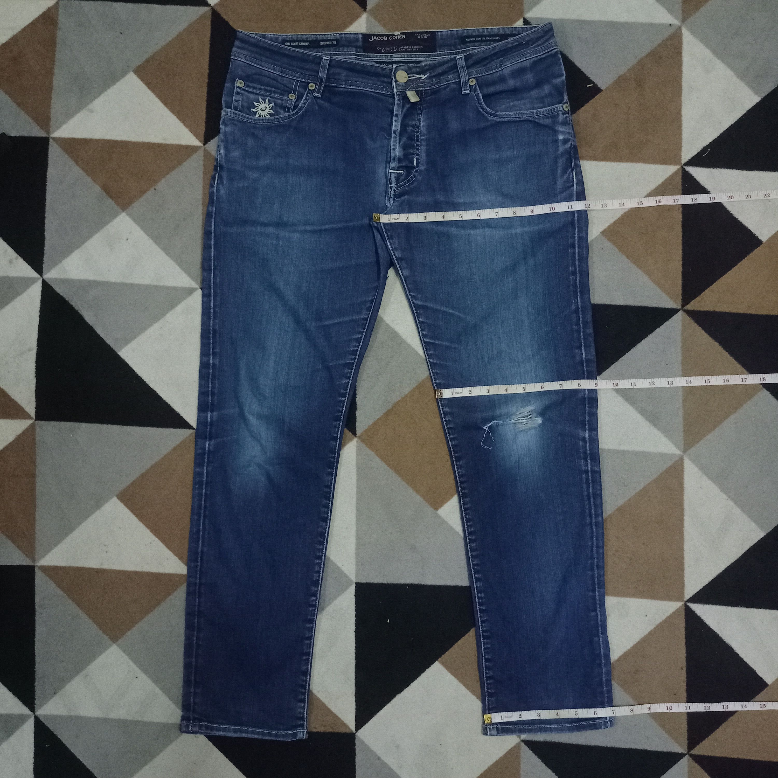 Jacob Cohen Vintage Jacob Cohen 622 Blue Wash Distressed Jeans Size US 36 / EU 52 - 11 Thumbnail