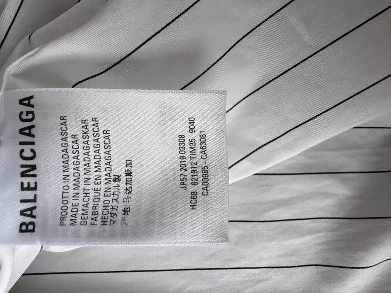 Balenciaga Balenciaga Logo Printed Striped Short Sleeve Shirt Size US XXS / EU 40 - 3 Thumbnail