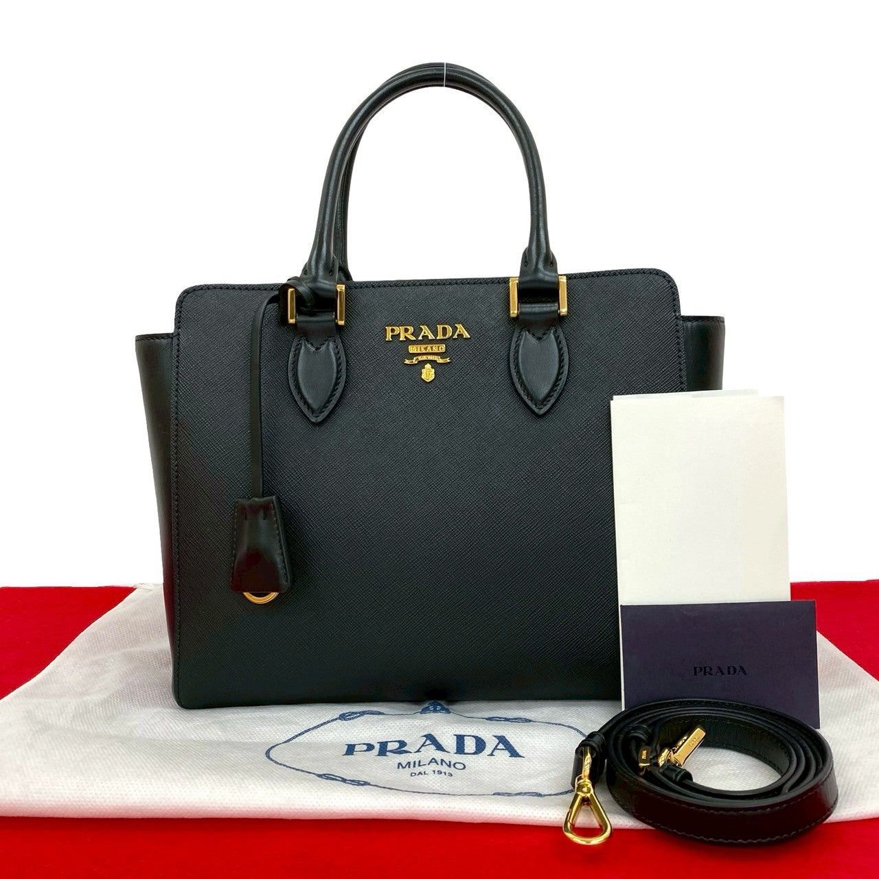 Prada Prada Shoulder Bag Black Leather Size ONE SIZE - 1 Thumbnail