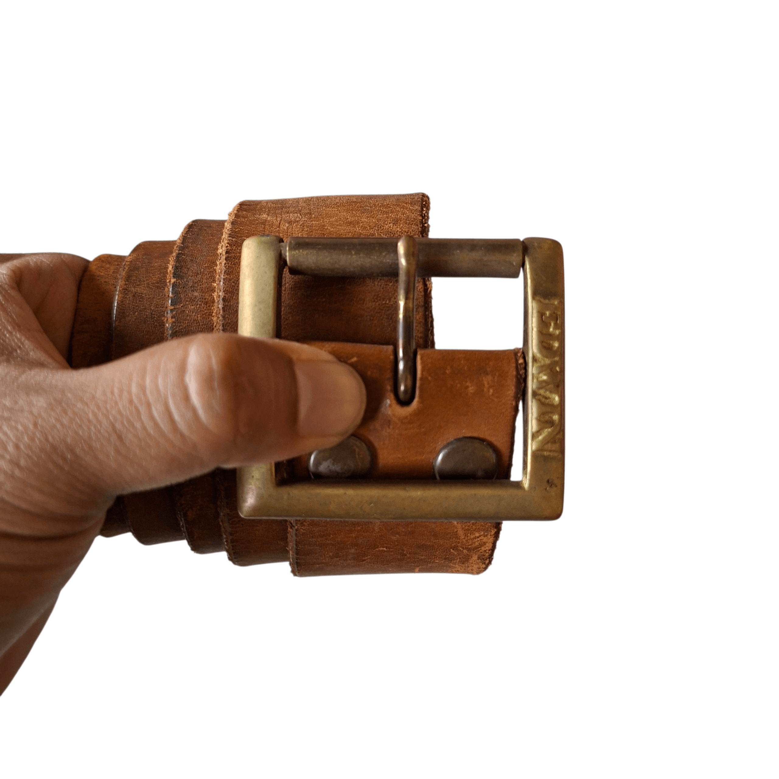 Edwin 🧱 Vintage edwin jeans solid brass garrison leather belt Size ONE SIZE - 1 Thumbnail