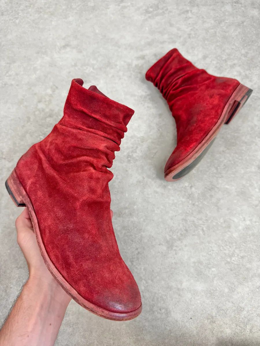 The Last Conspiracy The Last Conspiracy Red Eroded Folded Suede Boots Size US 10 / IT 40 - 1 Thumbnail