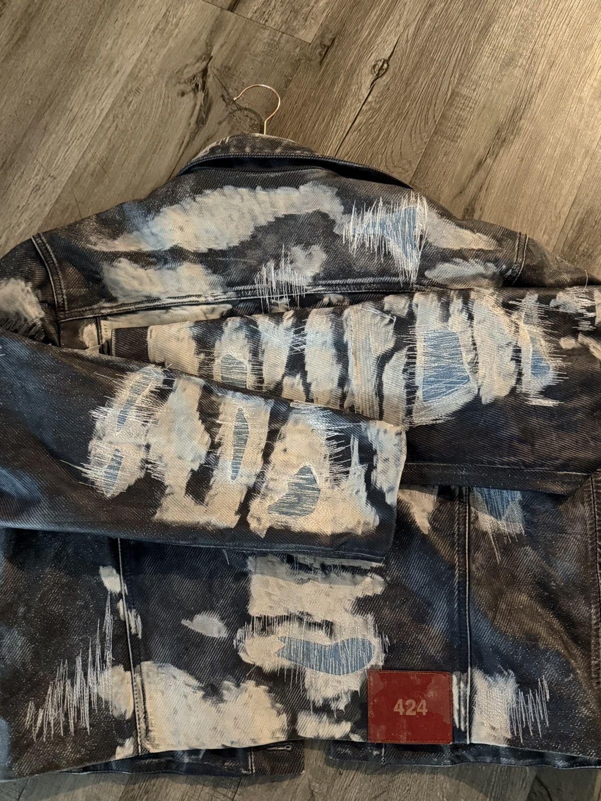 424 Trompe-l'oeil Denim-Effect Leather Trucker Jacket Blue Size US L / EU 52-54 / 3 - 2 Thumbnail