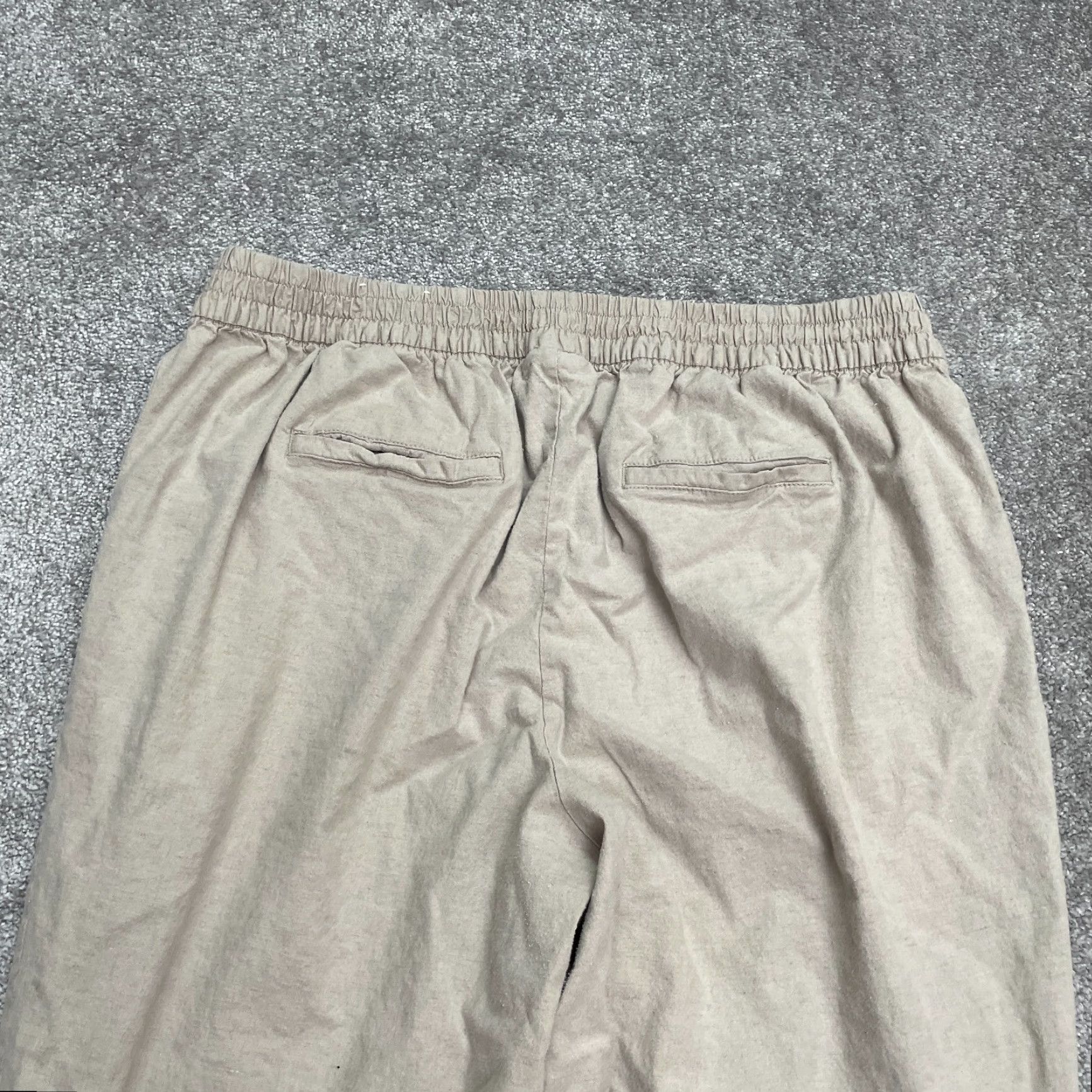 Vintage Lane Bryant Pants Womens 16 Beige Linen Blend Pull On Elastic Straight 37x26.5 Size 38" / US 16 / IT 52 - 3 Thumbnail