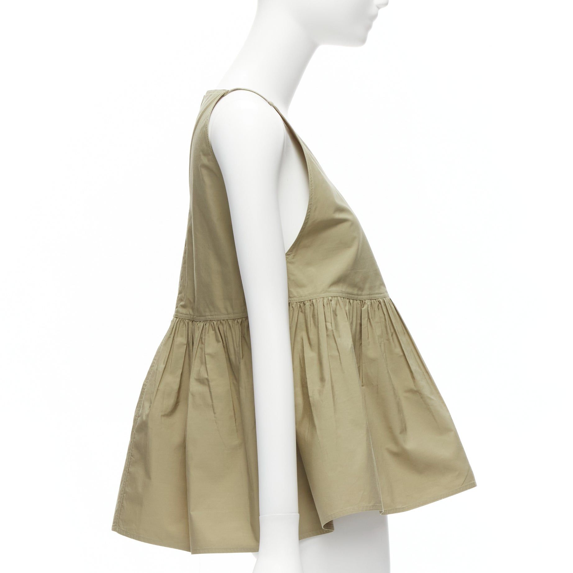 SOFIE D'HOORE SOFIE D'HOORE green cotton V neck spaghetti flare safari tank top FR34 XS Size XS / US 0-2 / IT 36-38 - 1 Thumbnail