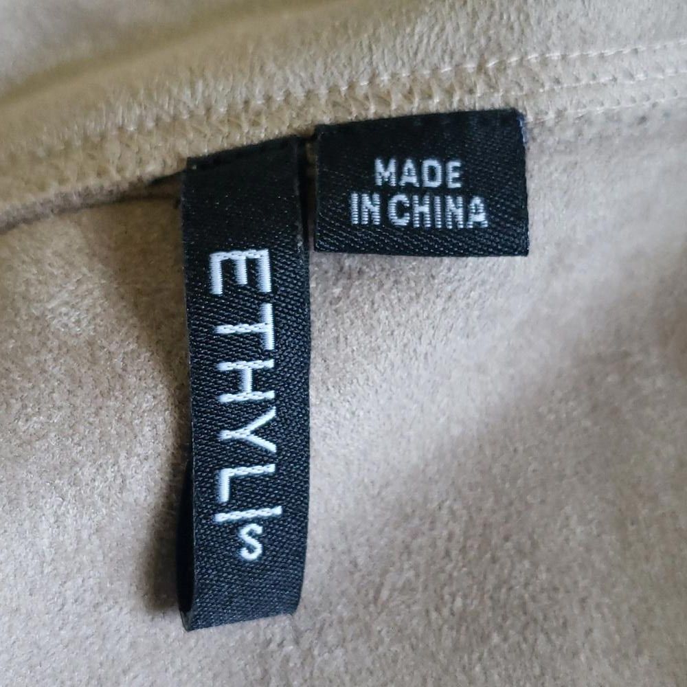 Designer CT1301 Ethyl Faux Suede Tan Open Jacket with Pockets S Size S / US 4 / IT 40 - 7 Thumbnail