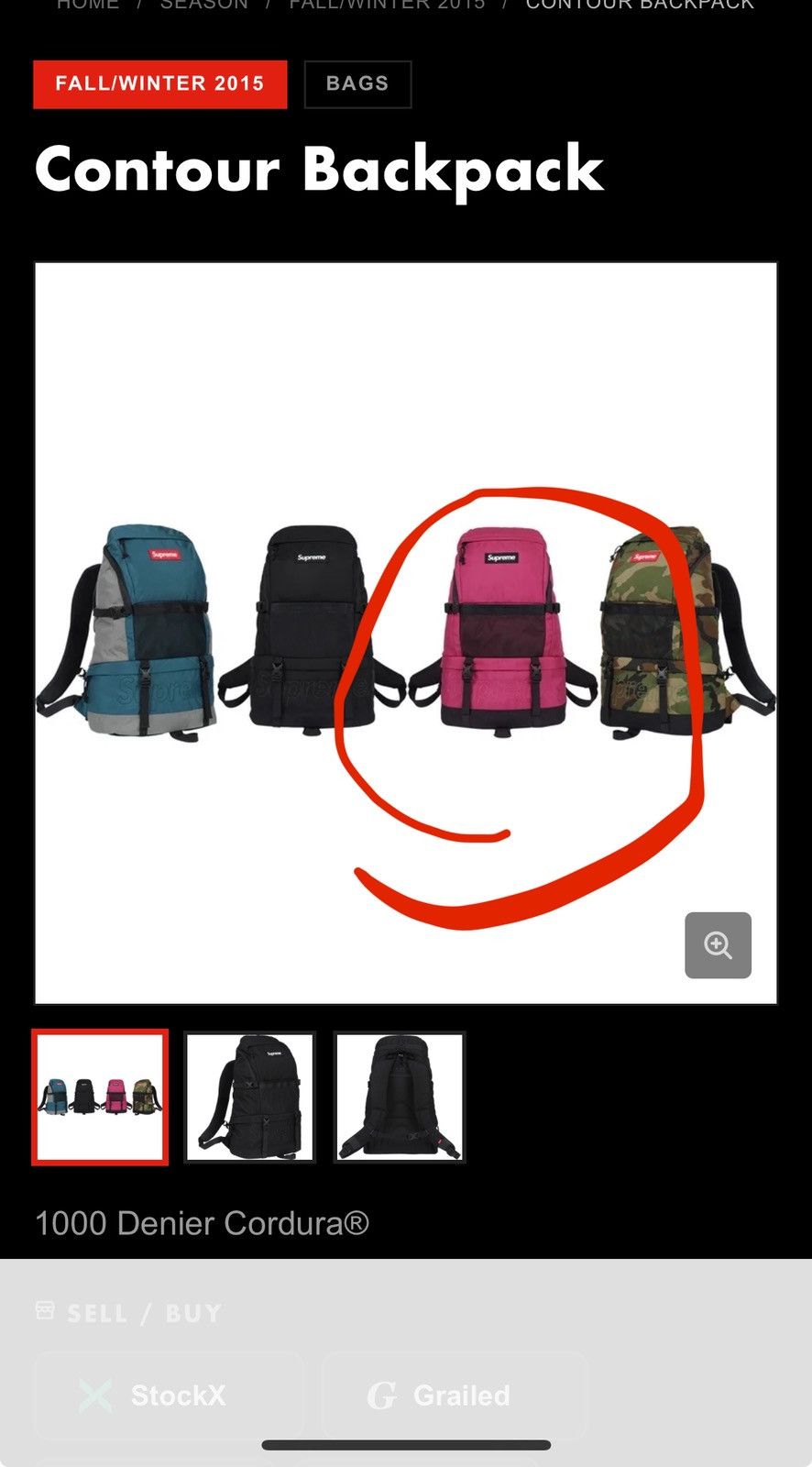 Supreme FW15 Supreme Contour Backpack Magenta Size ONE SIZE - 7 Thumbnail