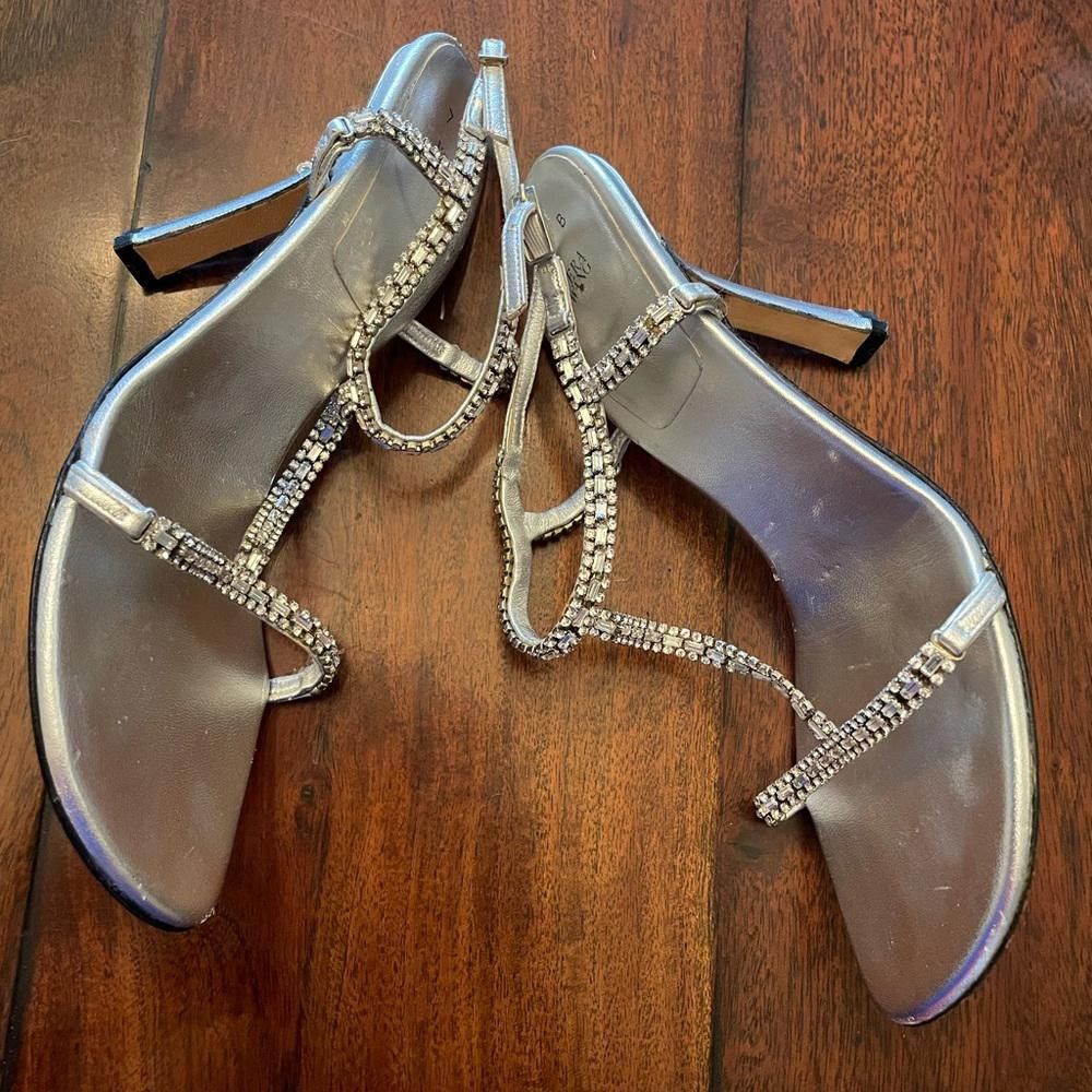 Designer Vera Wang Strappy Crystal Heels Size US 7 / IT 37 - 3 Thumbnail