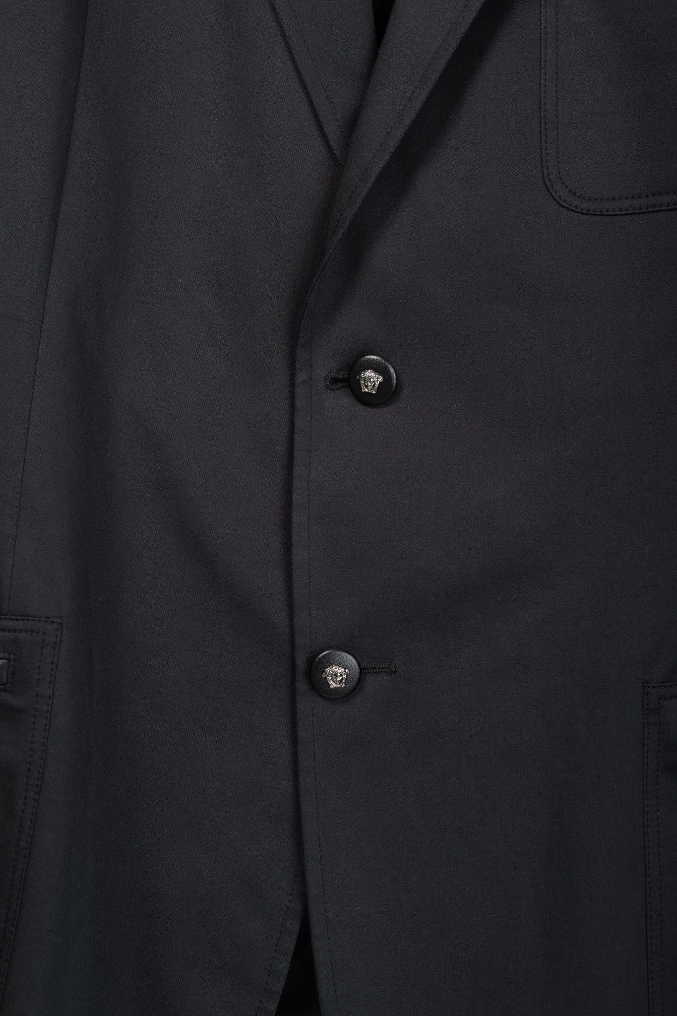 Versace Versace Black Stretch-Cotton Leather-Trim Blazer Size 48R - 8 Thumbnail