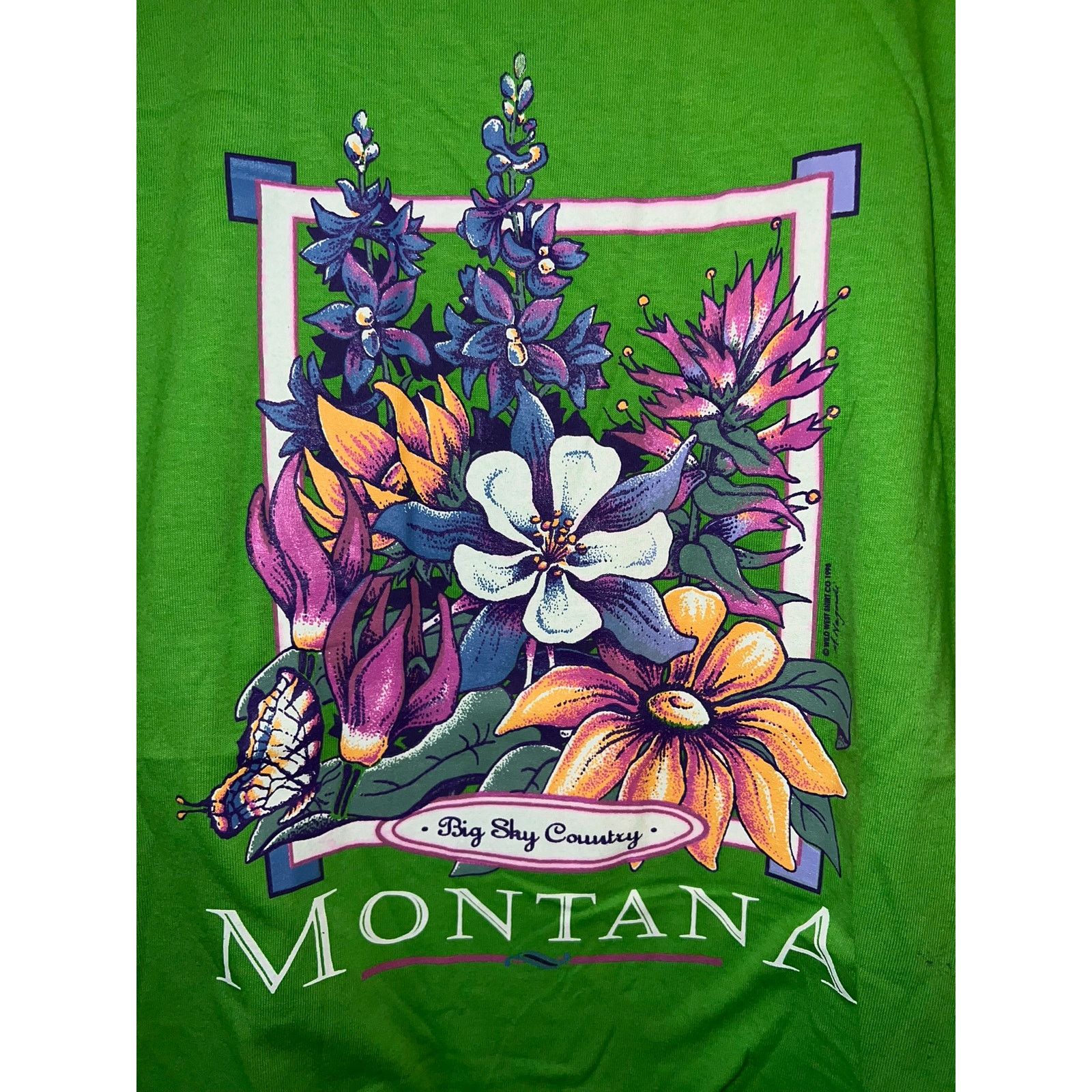 Jerzees Vintage Montana Big Sky Country Shirt Green Tee VTG 90s L Size US L / EU 52-54 / 3 - 2 Thumbnail