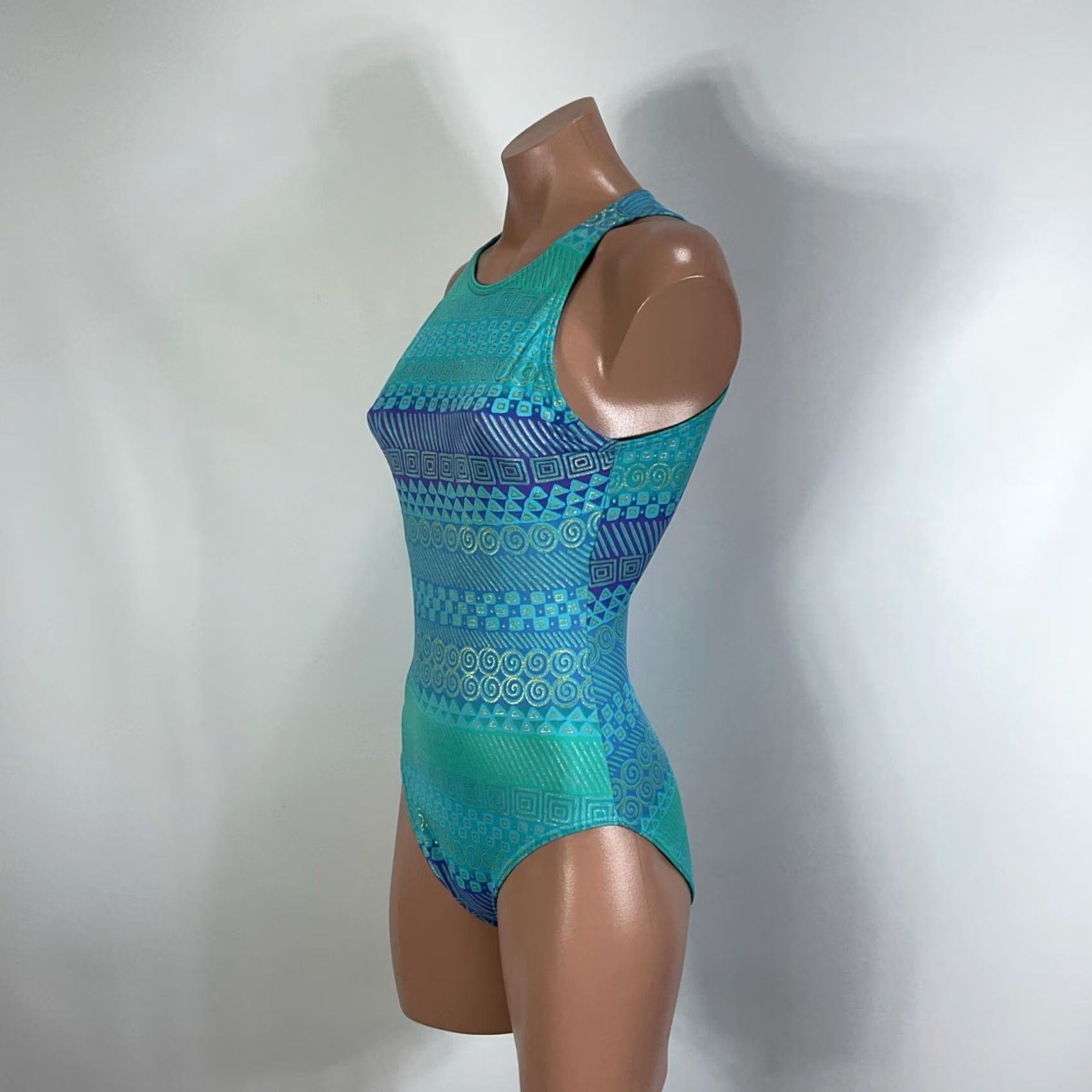 Vintage VINTAGE It Figures Suit Womens 10 Blue VTG Women One Piece Swimsuit Tummy Thinner Metallic Backless Y2K Size ONE SIZE - 6 Thumbnail