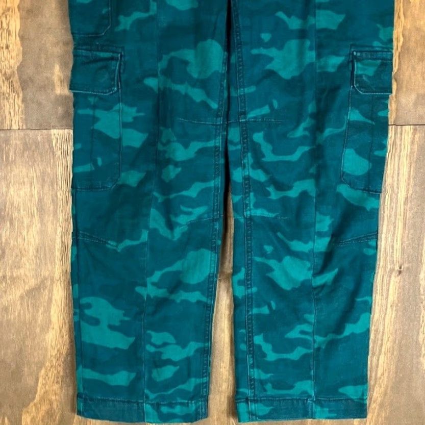 Anthropologie Anthropologie Womens Pants Teal Camouflage High Rise Cargo Stretch 26 Size 28" / US 6 / IT 42 - 3 Thumbnail