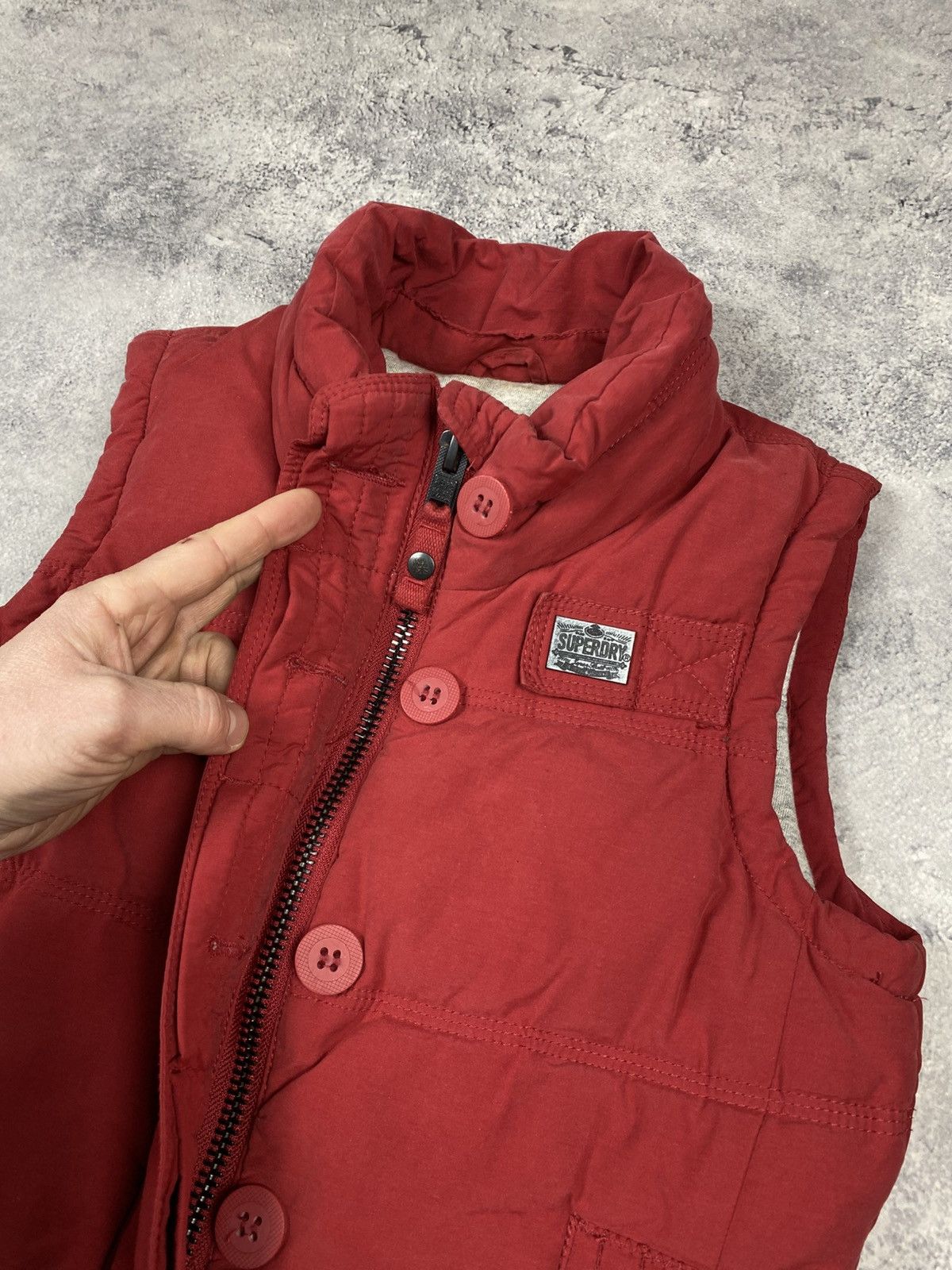 Superdry Superdry Academy Vest Red Cotton Blend Feather Down Gilet Size S / US 4 / IT 40 - 8 Thumbnail
