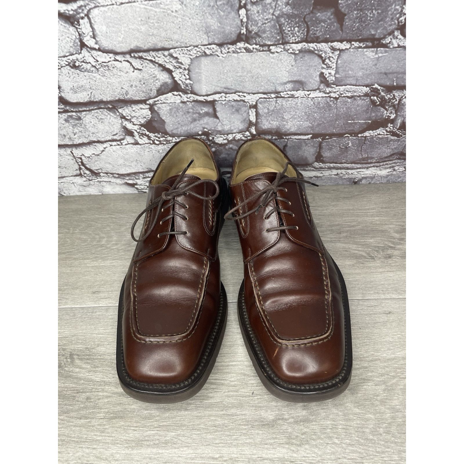 Principe PRINCIPE Brown Leather Square Toe XL Light Oxfords Lace Shoe Size US 10 / EU 43 - 17 Thumbnail