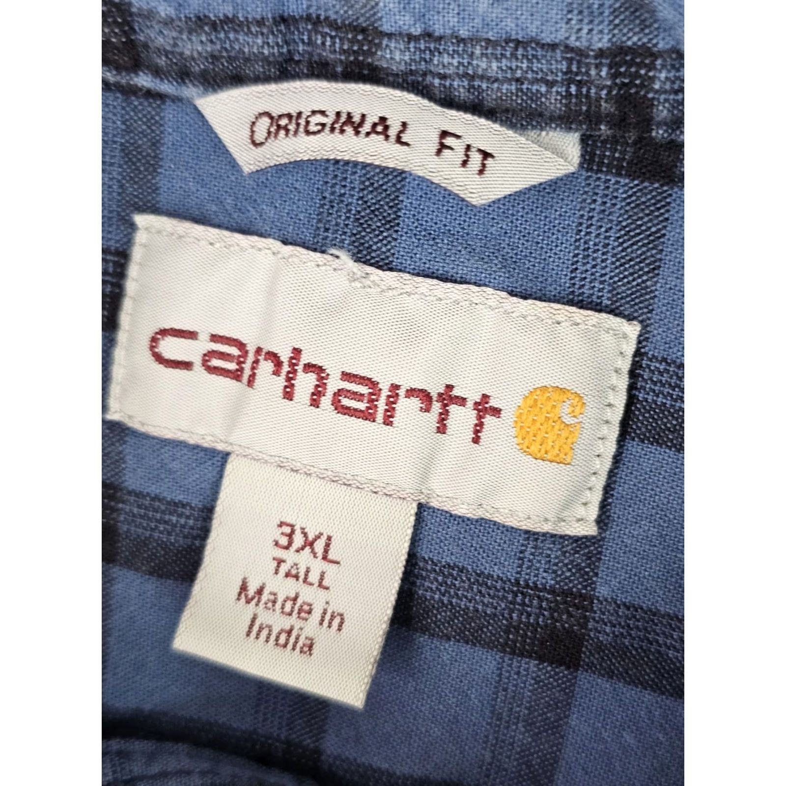 Carhartt Carhartt Original Fit Flannel Plaid Shirt Men 3XLT Tall Heavyweight Blue Check Shirt Size US XXL / EU 58 / 5 - 3 Thumbnail